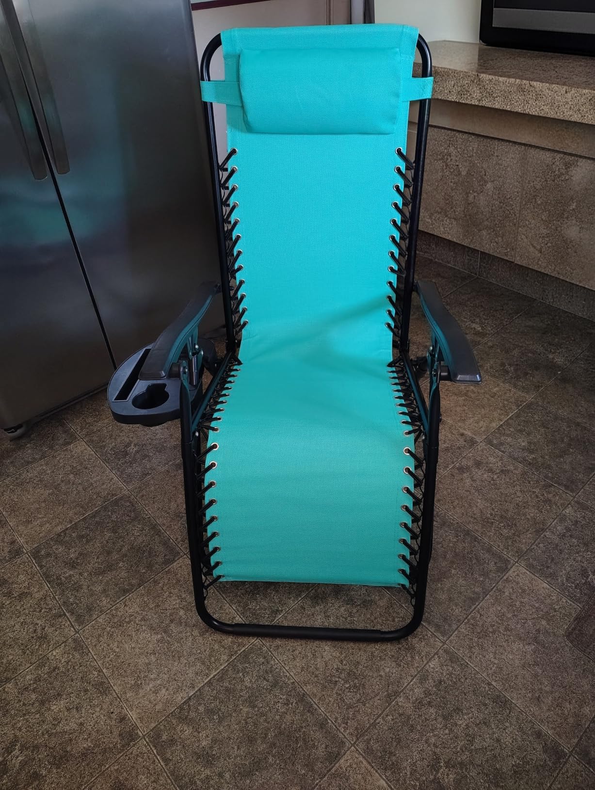 Best Choice Products Set of 2 Adjustable Steel Mesh Zero Gravity Lounge Chair Recliners w/Pillows and Cup Holder Trays - Black customer photo 2