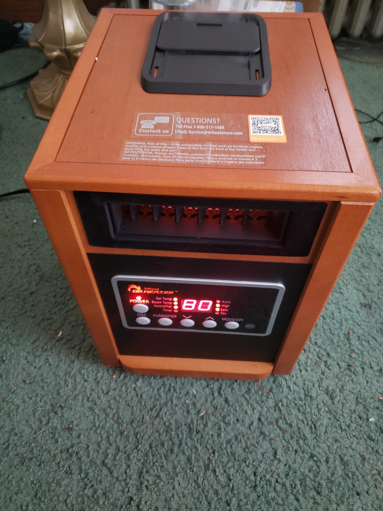 DR. INFRARED HEATER DR-998, 1500W Dual Heating Infrared Space Heater with Humidifier, Oscillation, Remote Control, Thermostat & Safety Protection, Portable with Wheels, Energy Efficient, Cherry customer photo 1