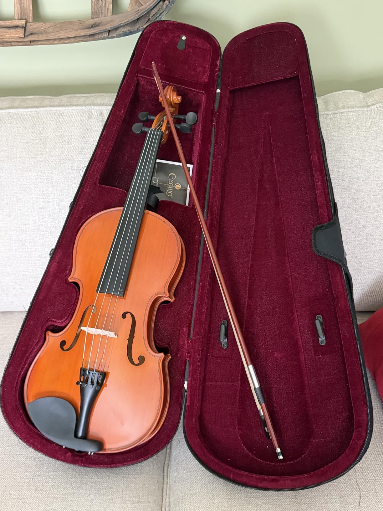 Mendini by Cecilio 16 Inch Solid Wood Acoustic Viola Set, Black | Hand Carved Viola Kit for Beginners, with Hard Case, Bow, Rosin, Viola Bridge, Extra Viola Strings customer photo 1