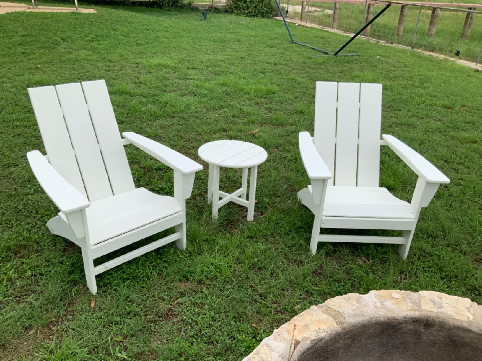 Modern Adirondack Chair - All-Weather Outdoor Lawn Adirondack Chairs - HDPE, Fade-Resistant & Durable Outdoor Furniture - For Patio, Deck & Fire Pit Chairs - White customer photo 1