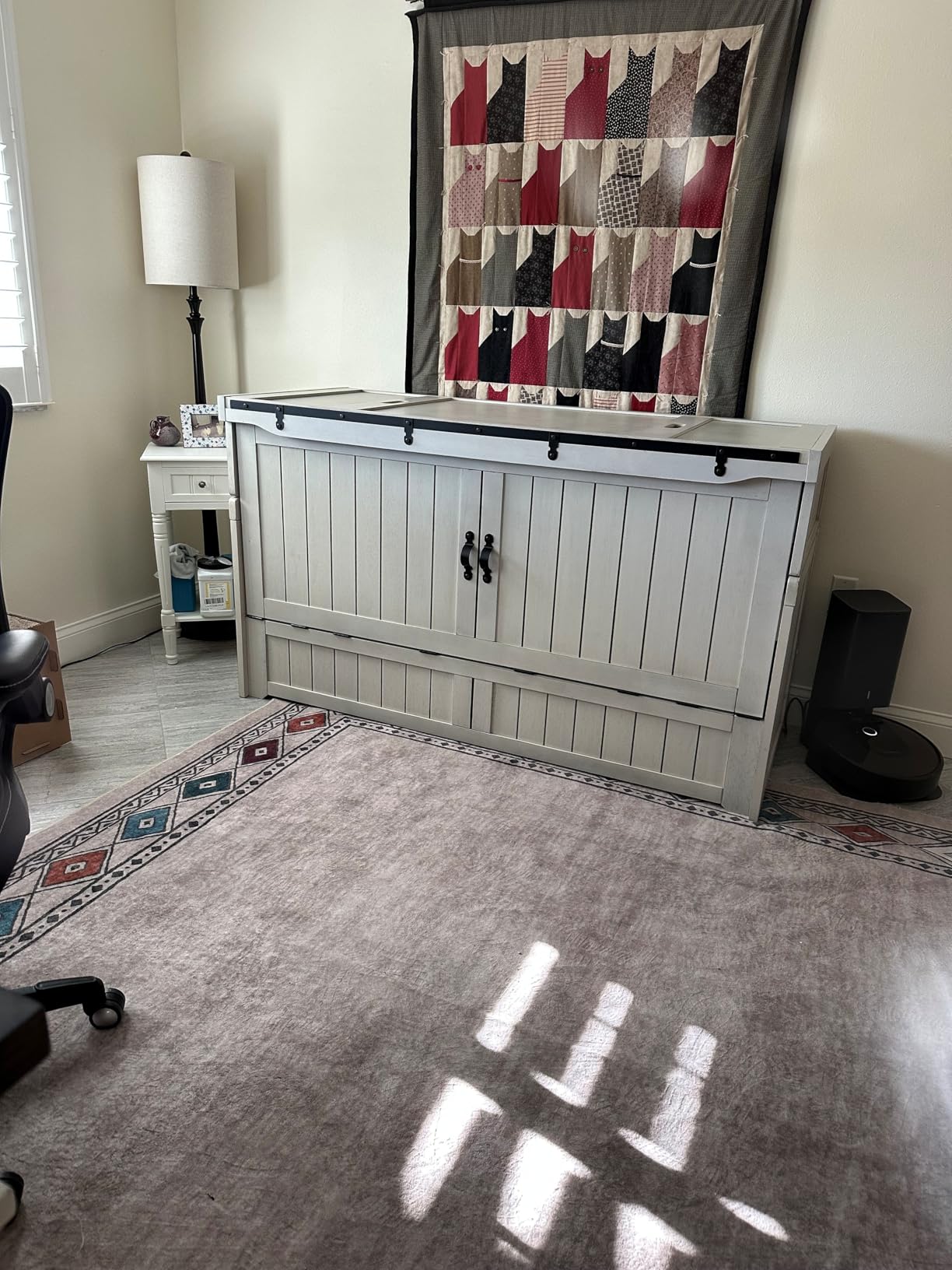 NIGHT & DAY Furniture Murphy Cube Cabinet Bed (White, Queen) customer photo 1