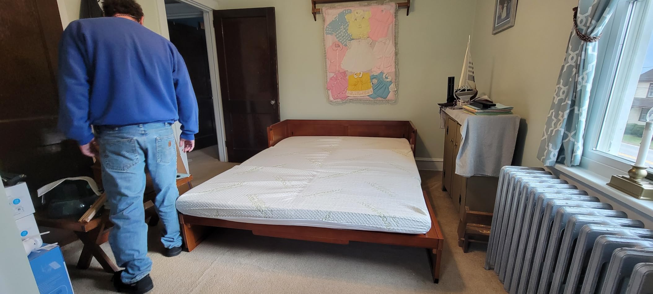 NIGHT & DAY Furniture Murphy Cube Cabinet Bed (White, Queen) customer photo 2