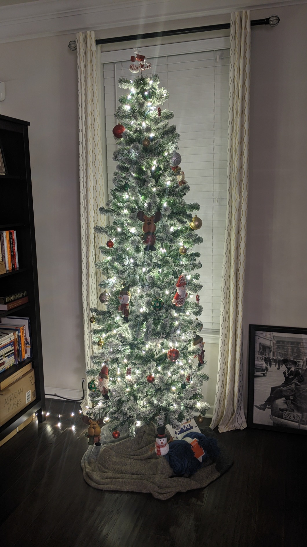 Best Choice Products Flocked Pencil Christmas Tree, Unlit Slim Artificial Holiday Decoration, 7.5ft Skinny Snowy Appearance w/Base customer photo 1