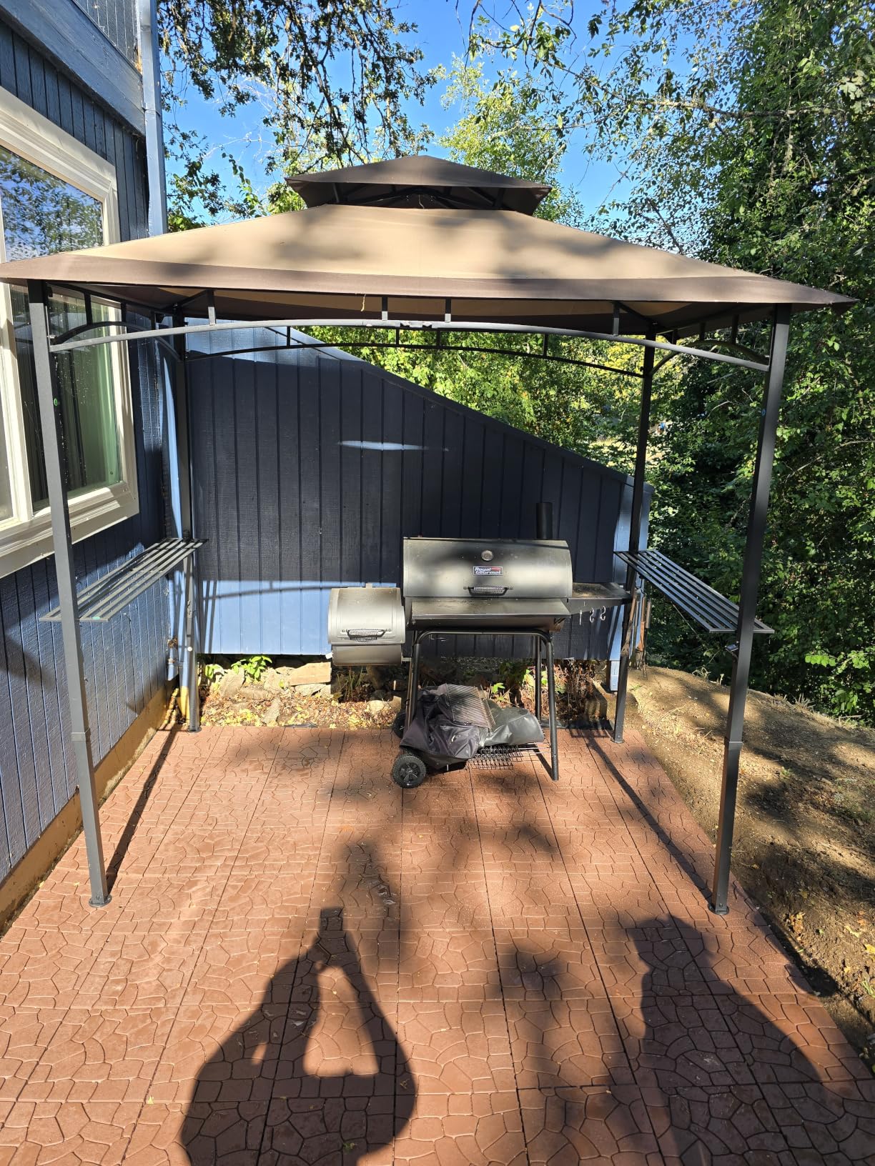 MASTERCANOPY 8x5 Grill Gazebo with Steel Frame & 2 LED Lights, Brown customer photo 1