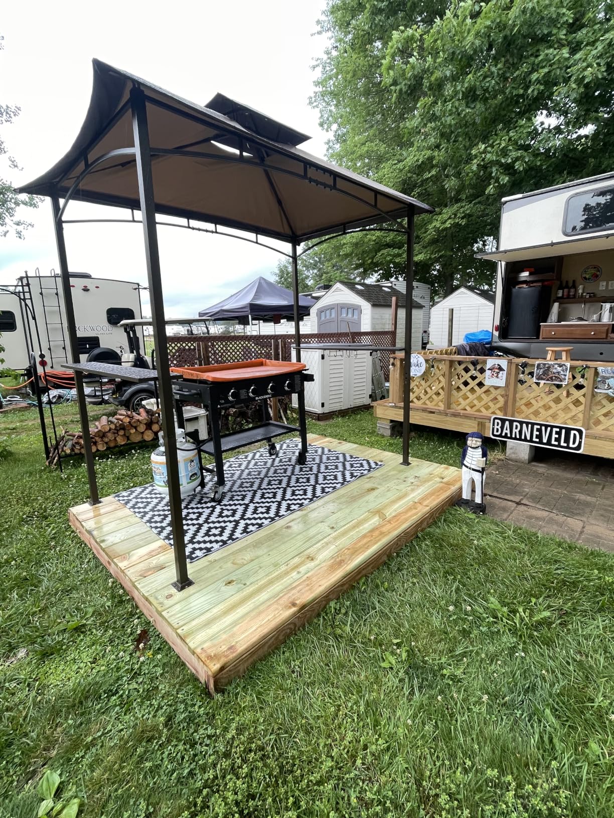 MASTERCANOPY 8x5 Grill Gazebo with Steel Frame & 2 LED Lights, Brown customer photo 2