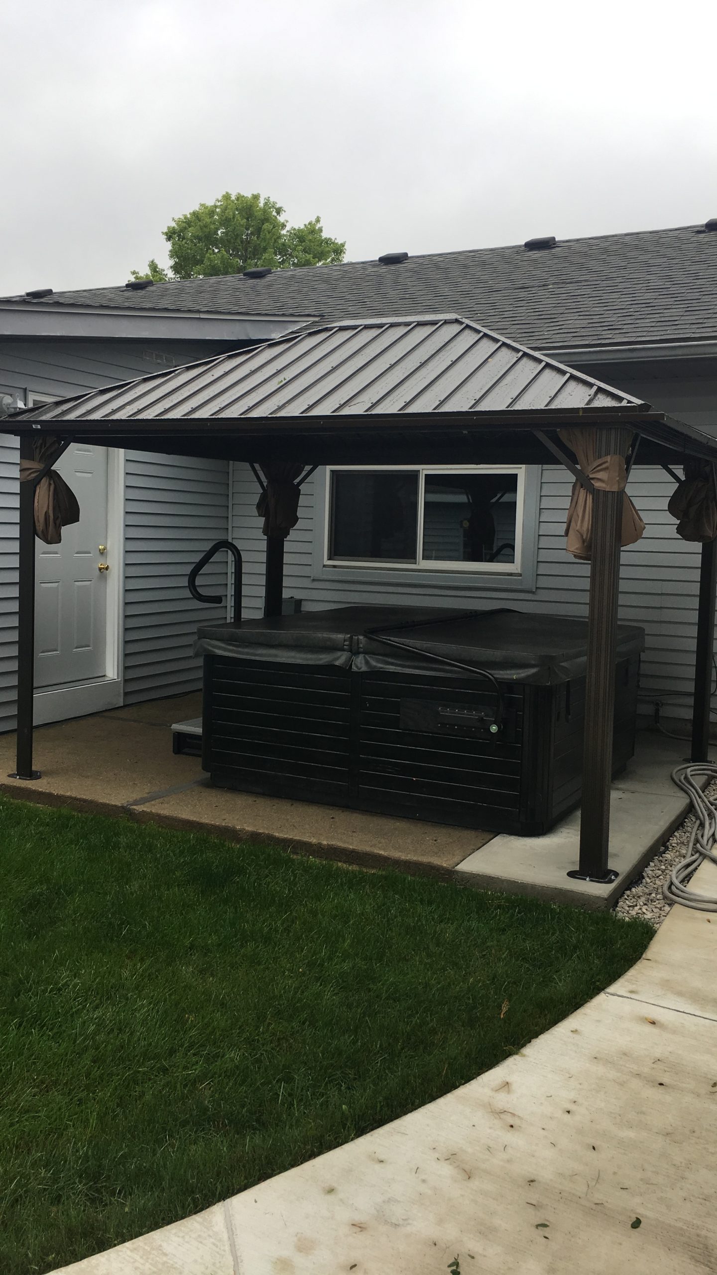 Kozyard 10'x12' Hardtop Gazebo Permanent Metal Pavilion with with 2-Layer Sidewalls Curtains for Patio, Backyard, and Deck Galvanized Steel Outdoor Aluminum Canopy, Double Roof Gazebo (Brown) customer photo 2