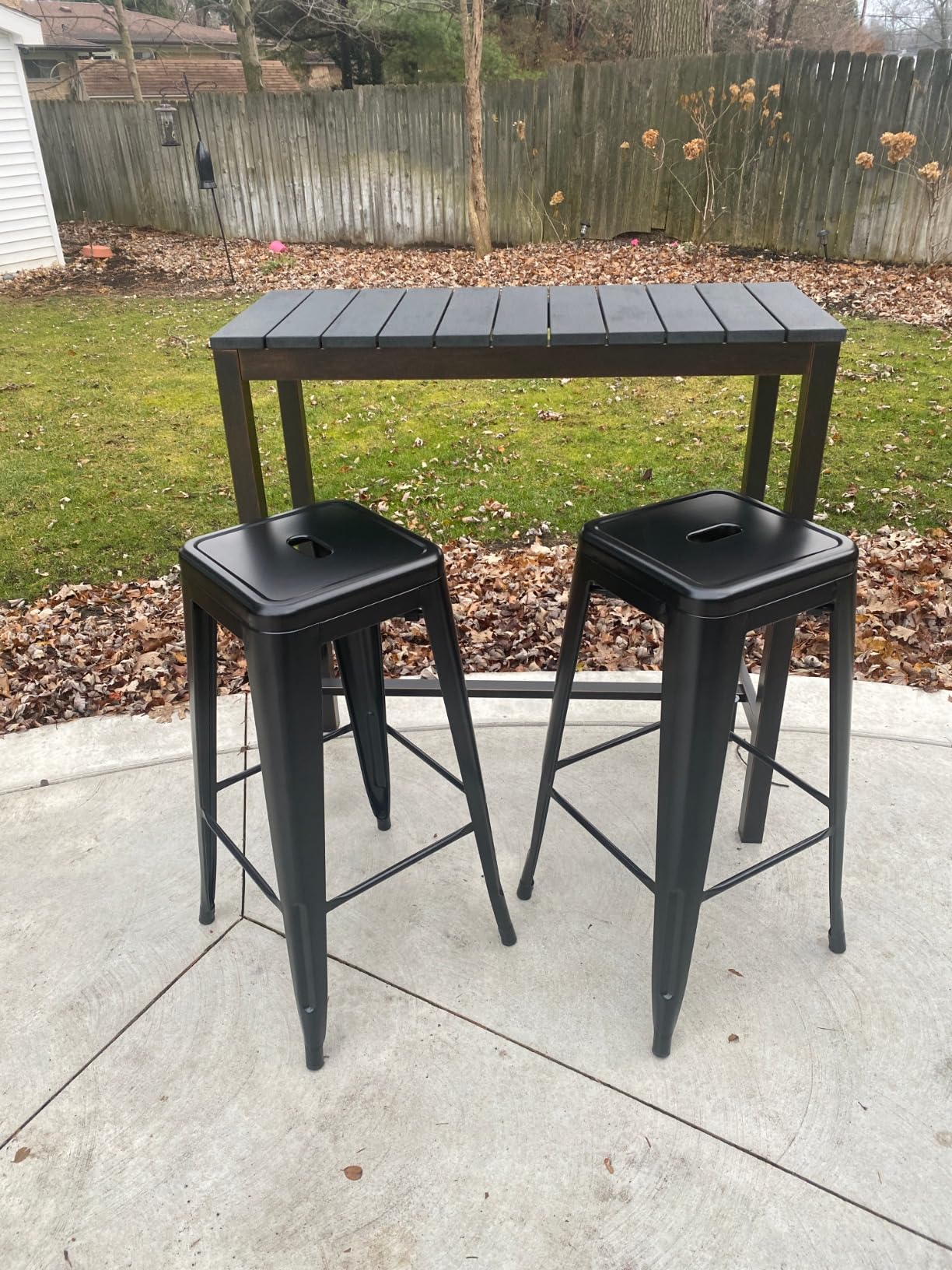 Yaheetech 30 Inch Metal Bar Stools Set of 4, Bar Height Backless Bartools, Industrial Stackable Bar Chairs with Footrest for Kitchen/Dining Room/Bistro/Patio, Black customer photo 2