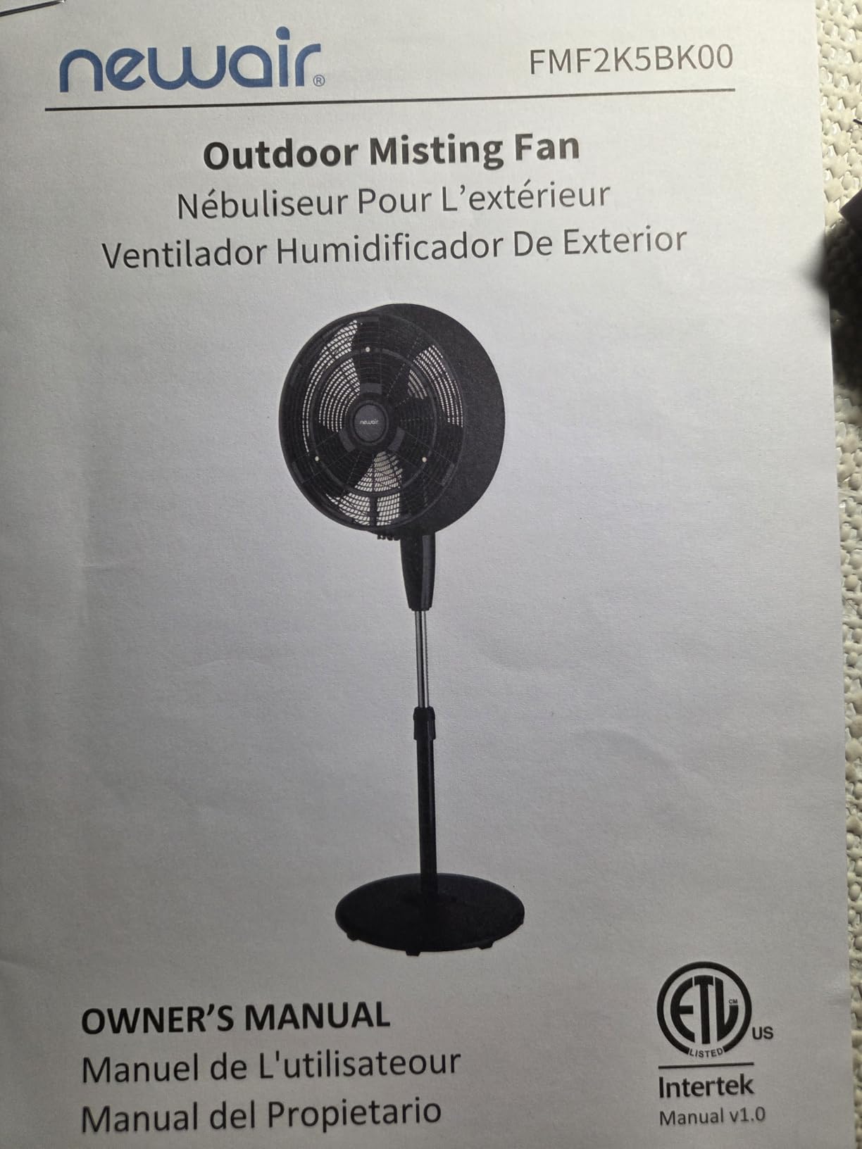 NewAir Outdoor Misting Pedestal Fan, 1,600 CFM Oscillating Patio Fan with Garden Hose Connection, 3 Speeds and Wide-Angle Cooling for Decks and Outdoor Spaces of up to 500 sq ft customer photo 2