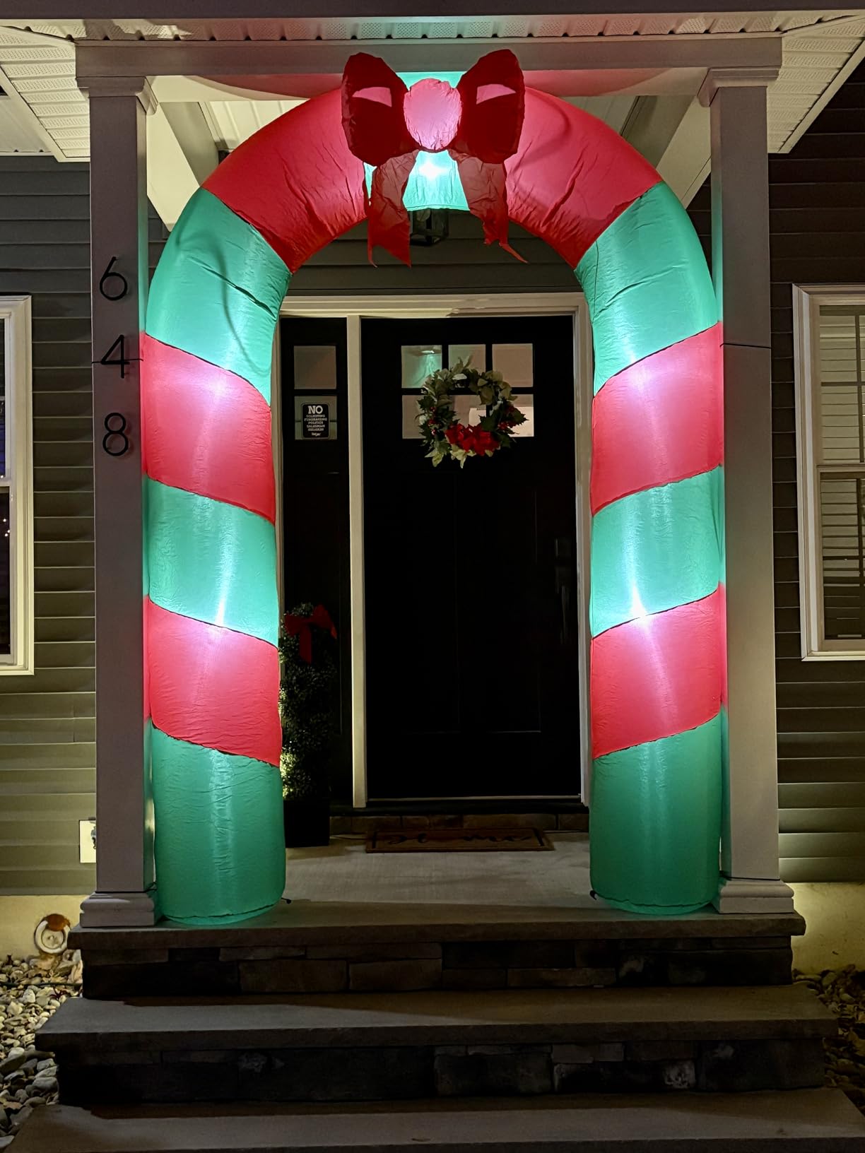 SEASONBLOW 8 Ft LED Light Up Inflatable Christmas Candy Archway with Bow Decoration for Yard Lawn Garden Home Party Indoor Outdoor customer photo 1