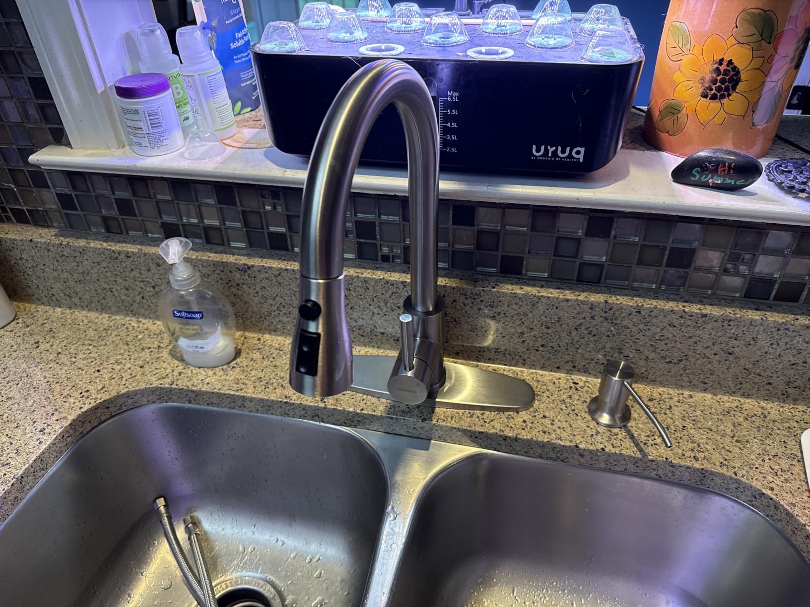 WEWE Vintage Kitchen Faucet, Pull-Down Sprayer, Brushed Nickel, High Arc | 3 Modes Sprayer, 360 Swivel, SUS304, Fits 1- or 3-Hole Sinks, 20-Inch Hose, Ceramic Cartridge, Fits Bar & Prep Sinks customer photo 1