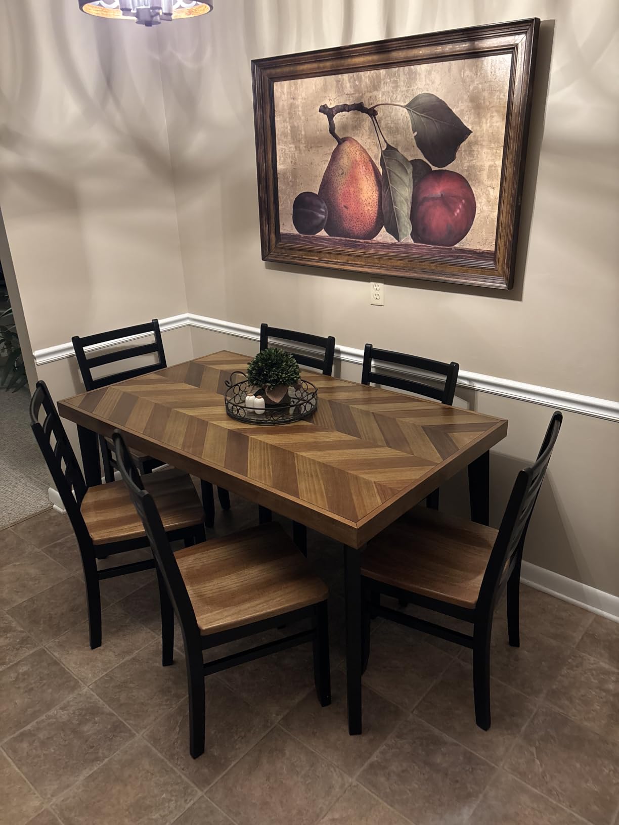 Signature Design by Ashley Caitbrook Rustic 7-Piece Dining Set - Rectangular Table with 6 X-Back Upholstered Chairs, Gray customer photo 2