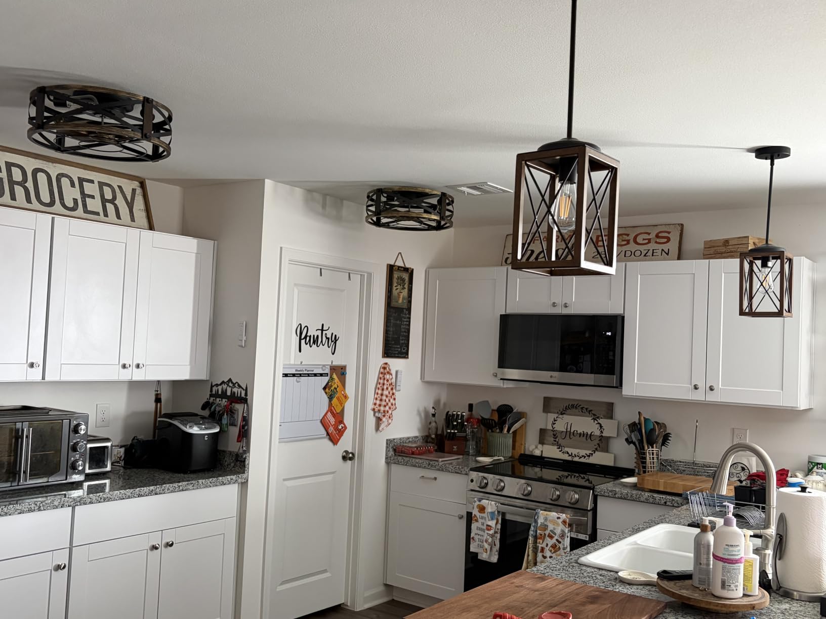 DEWENWILS 2 Pack Farmhouse Pendant Light Metal Hanging Fixture customer photo 1