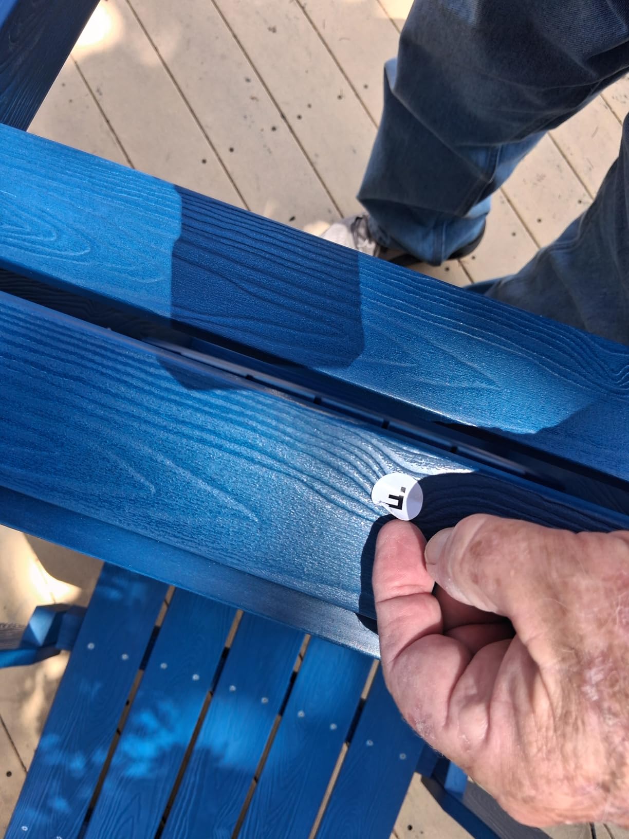 Adirondack Chair with Cup Holder, All-Weather Outdoor Chair, Blue | HIPS Plastic Fire Pit Chair with Wood Texture, Weather Resistant Lawn Chair for Outside Patio Garden Porch Deck Backyard customer photo 2