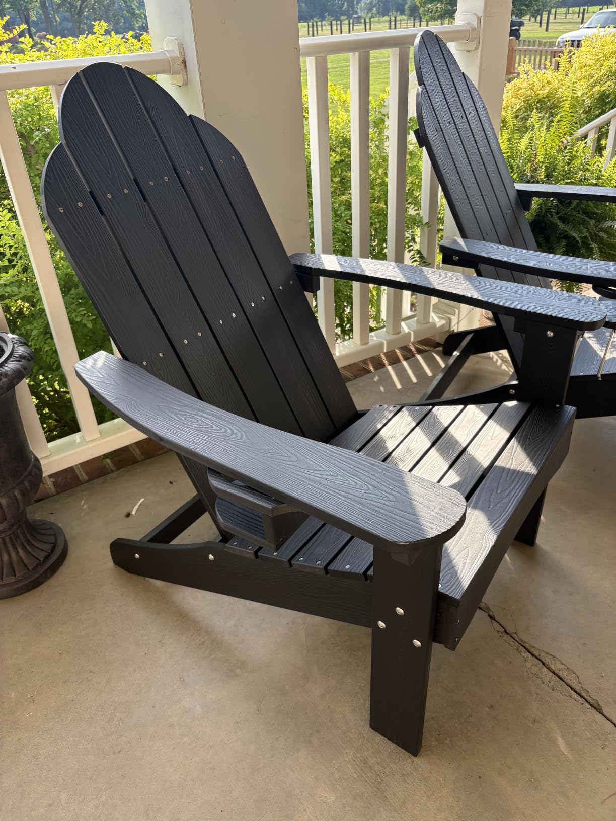 LUE BONA HDPS Outdoor Adirondack Chair, Cup Holder, Set of 4, Black | HDPS poly lumber, all-weather resistant, Low maintenance, built-in cup holder, 350 lbs capacity, for patio deck poolside customer photo 1