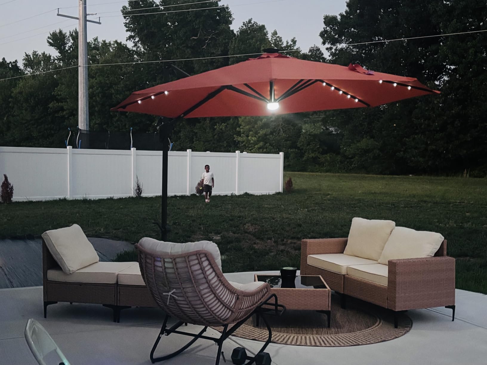 Best Choice Products 10ft Solar LED Cantilever Patio Umbrella, 360-Degree Rotation Hanging Offset Market Outdoor Sun Shade for Backyard, Deck, Poolside w/Lights, Easy Tilt, Cross Base - Tan customer photo 1