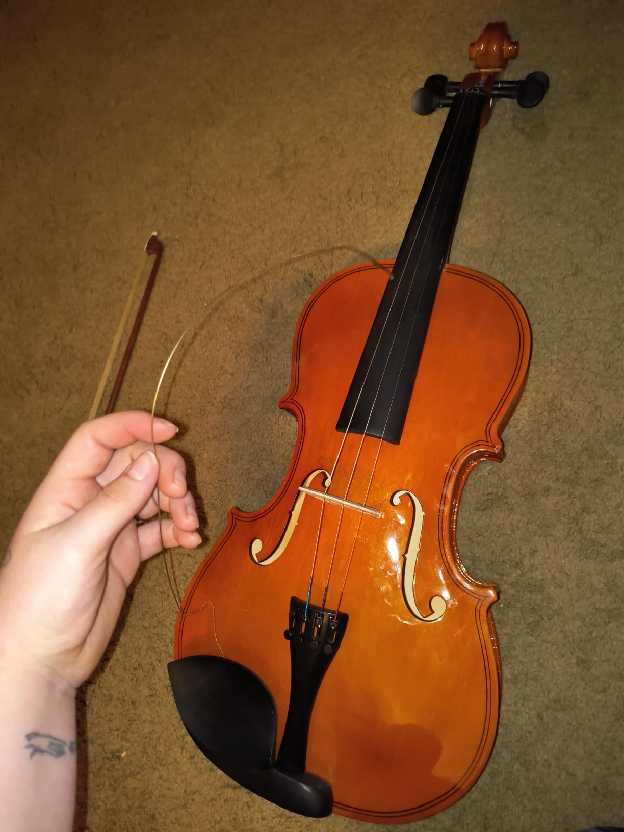 16 Inches Acoustic Viola with Case Bow Rosin, Musical Instrument Viola Set for Adults,Beginners Students (Nature) customer photo 1