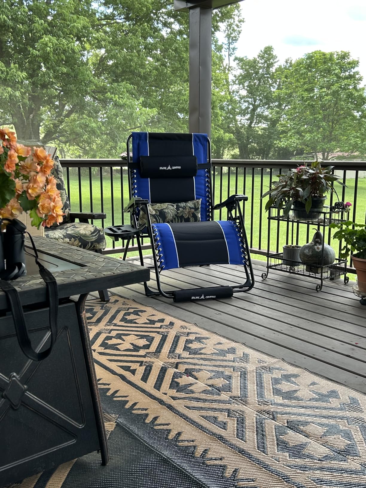 UDPATIO Oversized Zero Gravity Chair Outdoor Patio Folding Recliner | 29in Adjustable Padded Lounge Chair with Cup Holder, Foot Rest & Headrest for Camping Garden Indoor Black/Gray customer photo 1