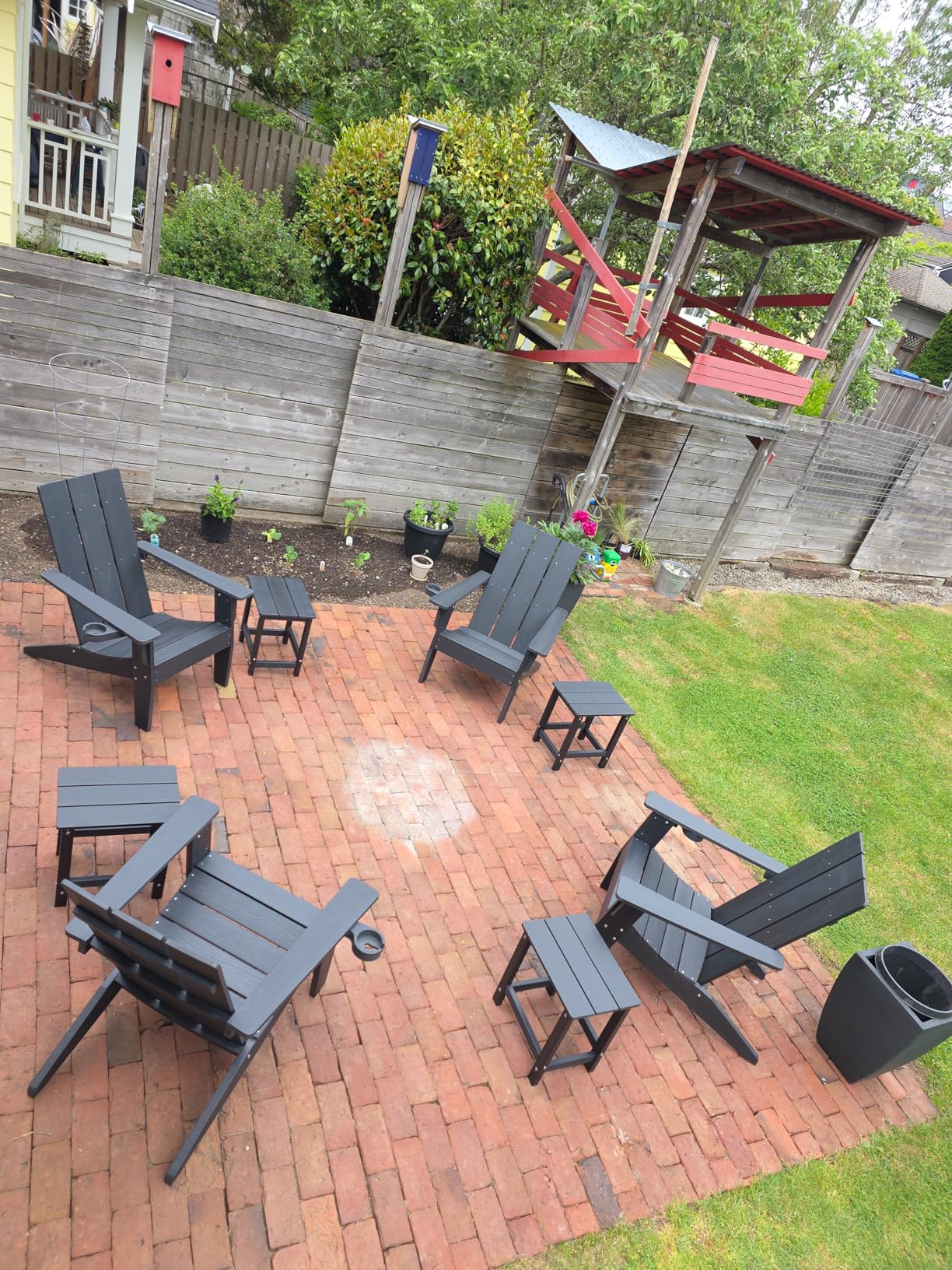 MXIMU Adirondack Chairs Set of 4, 450lb Capacity & 33in Tall Backrest | Oversized Modern Adirondack Chairs, Comfortable All-Weather Fire Pit Chair, Easy Assembly True Wood Grain Lawn Outdoor Chair customer photo 1