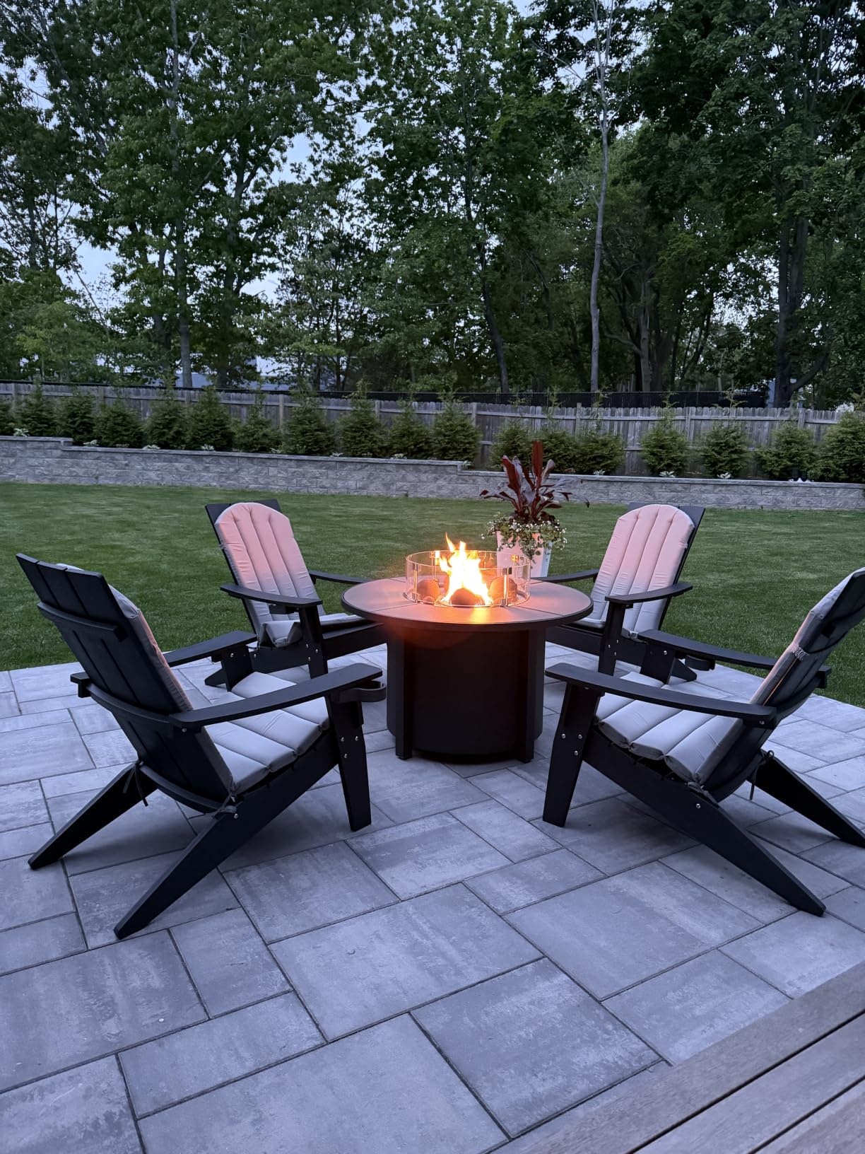 MXIMU Adirondack Chairs Set of 4, 450lb Capacity & 33in Tall Backrest | Oversized Modern Adirondack Chairs, Comfortable All-Weather Fire Pit Chair, Easy Assembly True Wood Grain Lawn Outdoor Chair customer photo 2