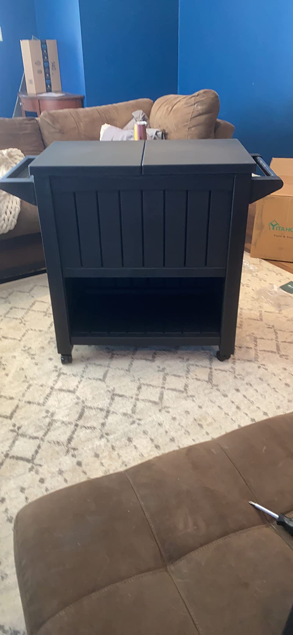 YITAHOME 85 Quart Rolling Cooler Cart with Bottle Opener Drainage | Portable Patio Cooler on Wheels, Outdoor Beverage, Ice Chest Cart for Pool Deck Party BBQ Cookouts (Black) customer photo 1