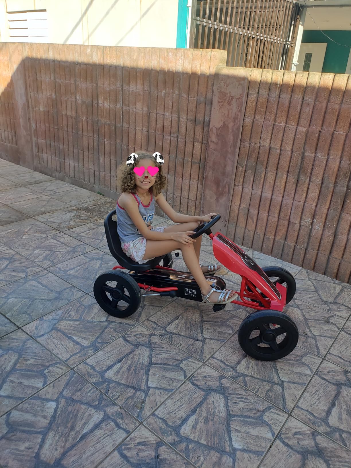 509 Crew Race Z Pedal Go Kart - Red, Kids Ages 4+, Sporty Graphics on Front Fairing, Adjustable Bucket Seat, 4 Spoke Rims with 12 inch EVA Wheels, Sporty Steering Wheel customer photo 1
