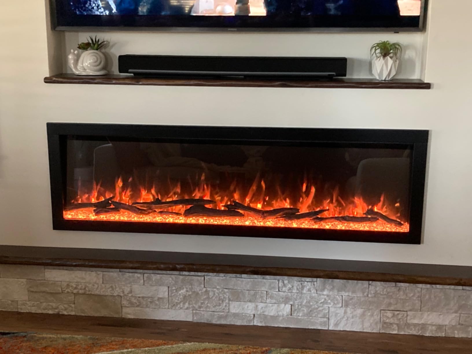 Highmark 50 Inch Smart Linear Electric Fireplace - Premium Flame with 10 Colors, Sleek Hidden Vent Design, Install Recessed in-Wall or Wall-Mount, WiFi Enabled customer photo 2