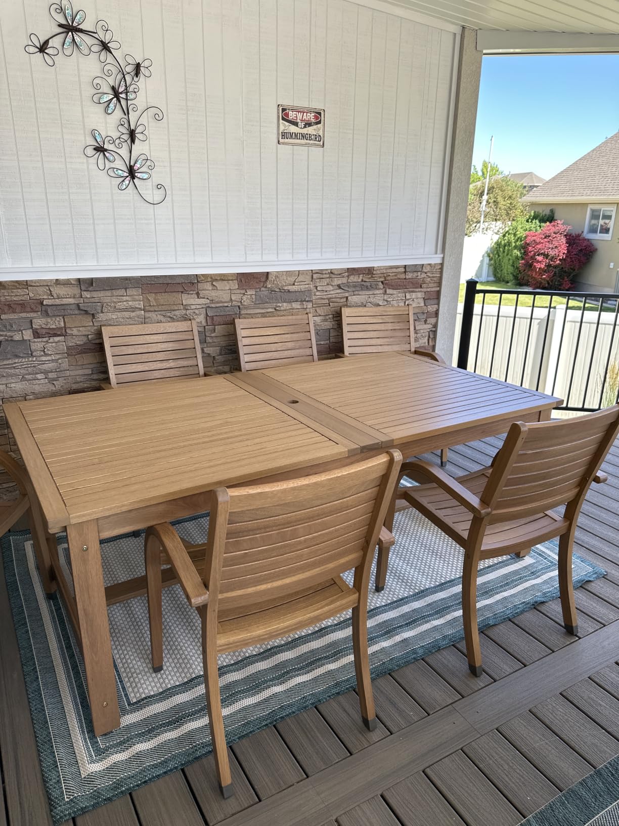 Amazonia Berlin 11-Piece Teak Finish Rectangular Extendable Patio Dining Set | Stackable Chairs | Ideal for Outdoors and Indoors customer photo 1