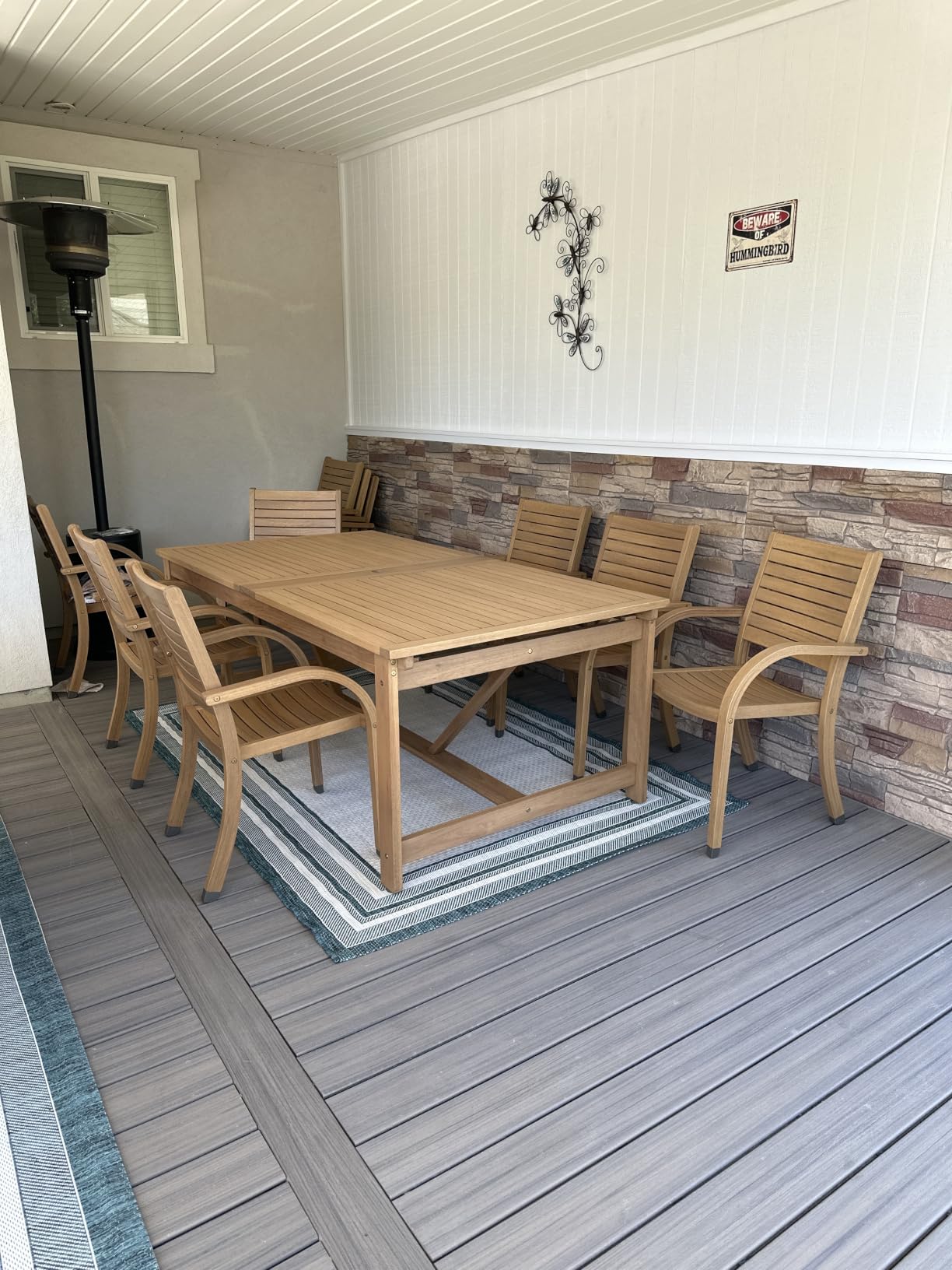 Amazonia Berlin 11-Piece Teak Finish Rectangular Extendable Patio Dining Set | Stackable Chairs | Ideal for Outdoors and Indoors customer photo 2