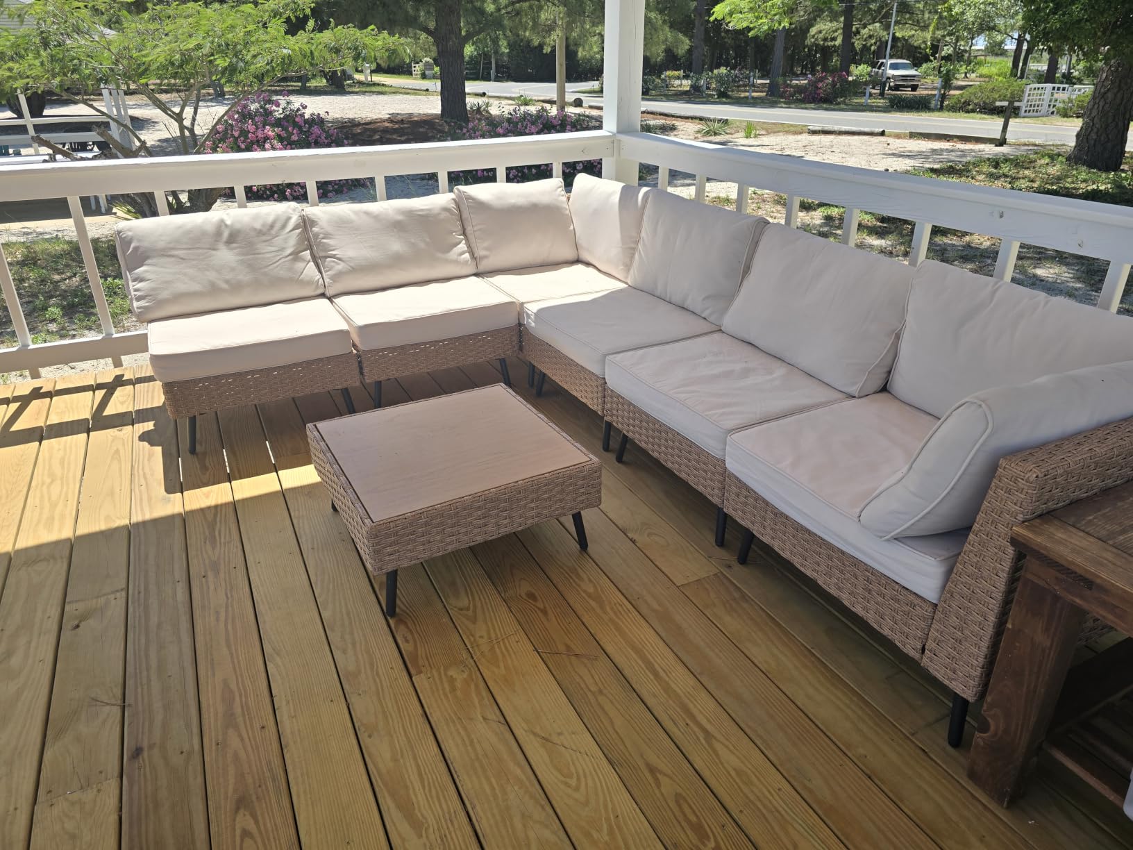 LAUSAINT HOME Outdoor Patio Furniture, 8 Piece Outdoor Sectional Sofa PE Rattan Wicker Patio Conversation Sets, All Weather Patio Furniture Set with Thick Cushions for Garden, Poolside, Backyard (Beige) customer photo 1