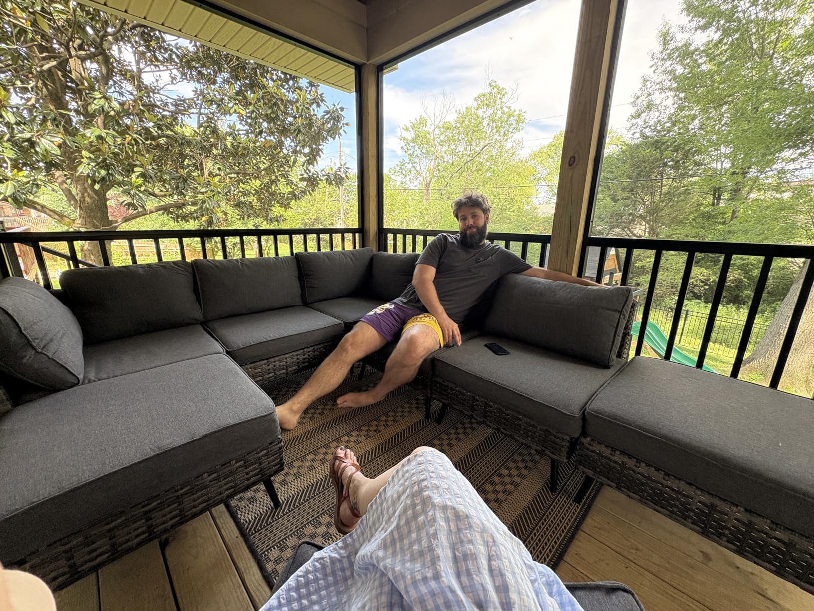 LAUSAINT HOME Outdoor Patio Furniture, 8 Piece Outdoor Sectional Sofa PE Rattan Wicker Patio Conversation Sets, All Weather Patio Furniture Set with Thick Cushions for Garden, Poolside, Backyard (Beige) customer photo 2