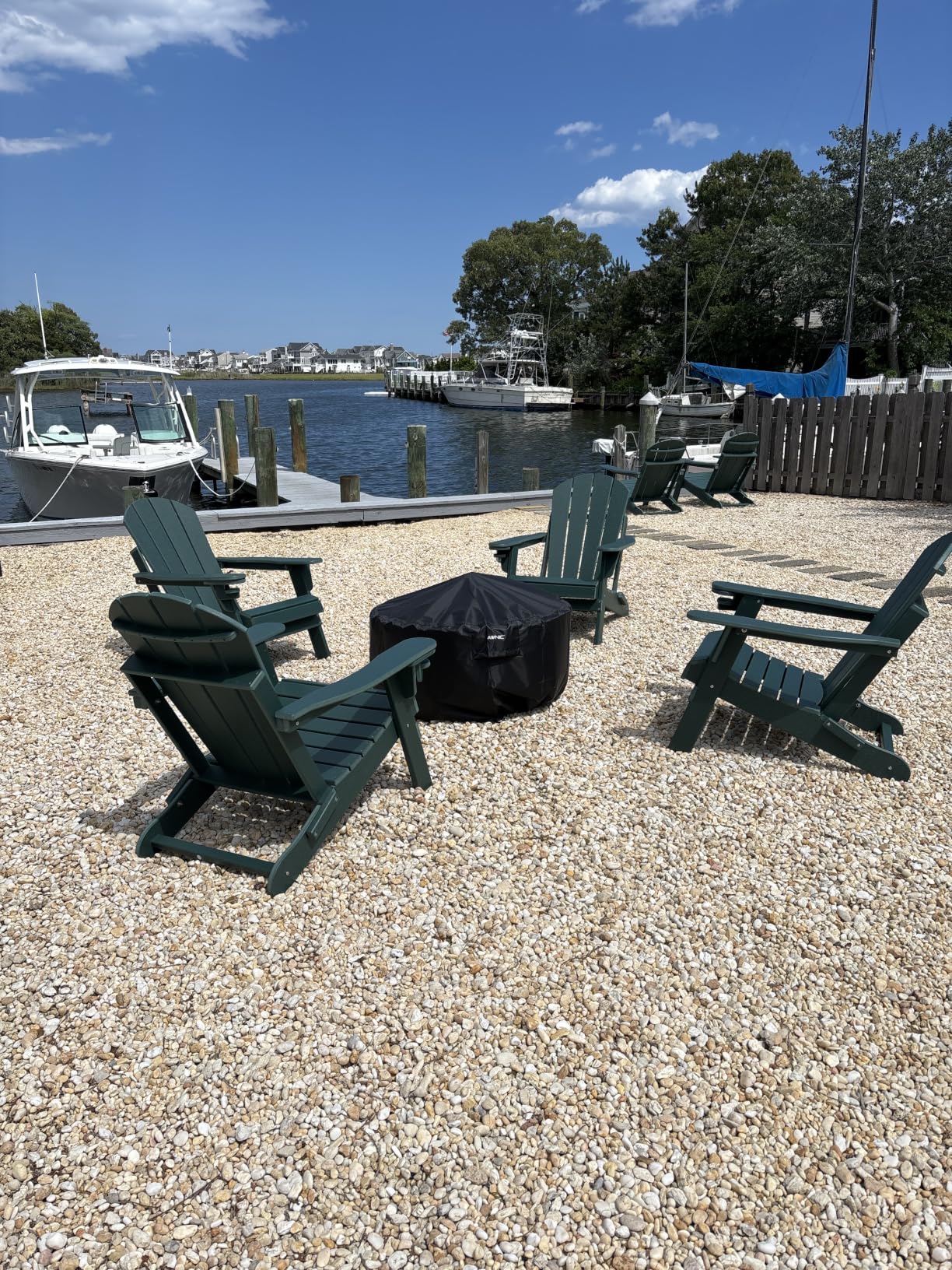 Folding-Adirondack-Chairs Set of 2, HDPE All Weather, Blue | Hidden Cup Holder | 5