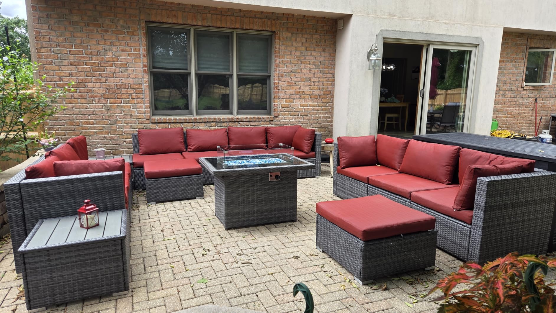 NICESOUL 8 Seater Modern Luxury Outdoor Furniture Set, Extra Large PE Wicker Patio Modular Sectional Sofa with Ottoman, 29.3'' High Back L-Shaped All-Weather Conversations, Deep Seated Grey Color customer photo 1