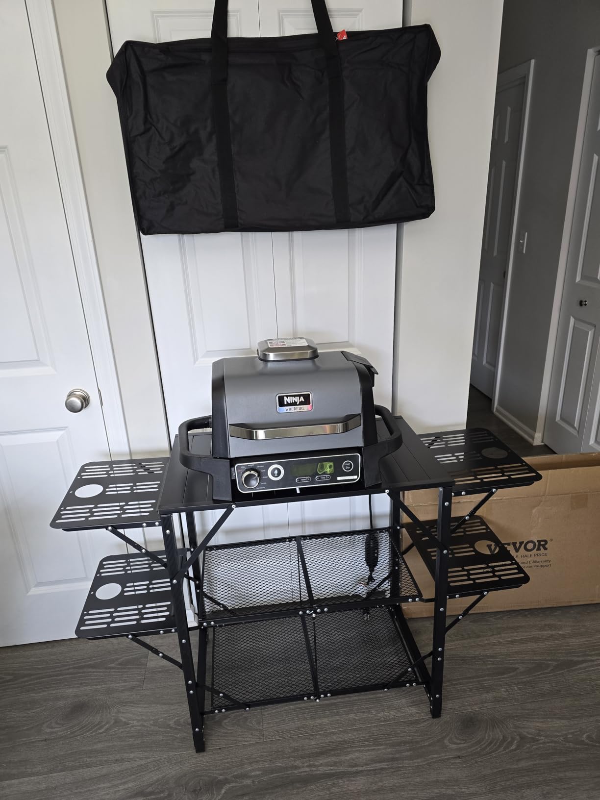 Camping Kitchen Table, Aluminum Folding Portable Outdoor Cook Station with 4 Iron Side, 2 Shelves & Carrying Bag, Quick Installation for Picnic BBQ Beach Traveling customer photo 1
