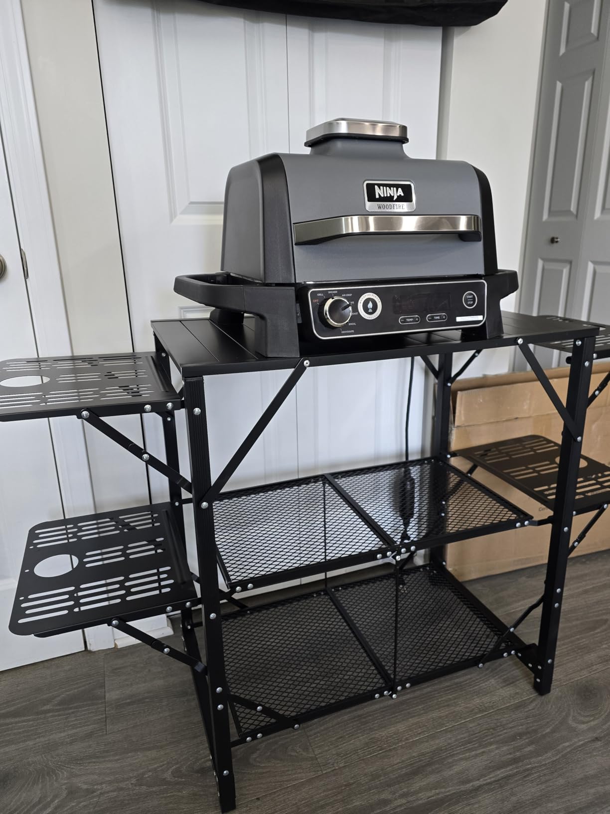 Camping Kitchen Table, Aluminum Folding Portable Outdoor Cook Station with 4 Iron Side, 2 Shelves & Carrying Bag, Quick Installation for Picnic BBQ Beach Traveling customer photo 2