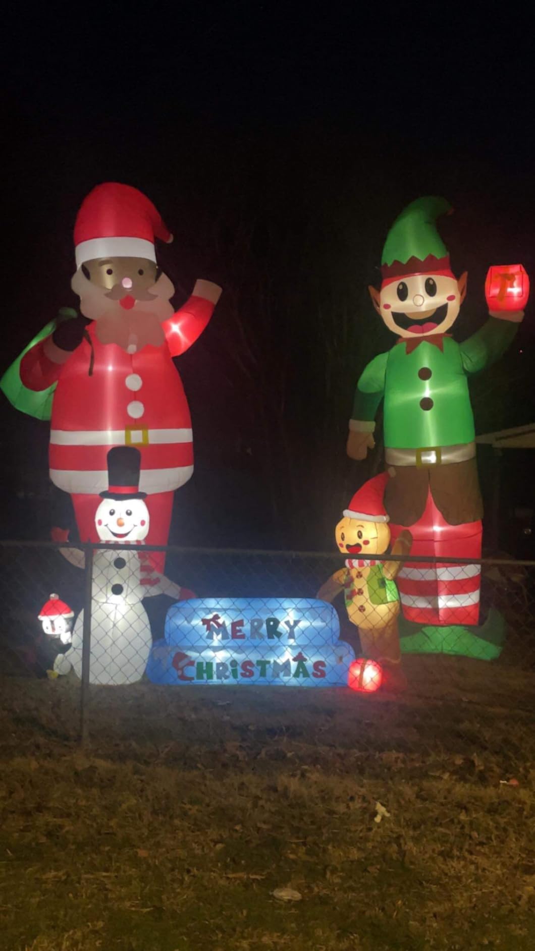14 Ft by 5.2 Ft Super Tall Christmas Inflatable Elf, Christmas Inflatables Decorations Outdoor Blow Up Giant Santa Elf with Built-in LEDs Inflatable Christmas Decoration for Yard Outside Garden Lawn customer photo 2