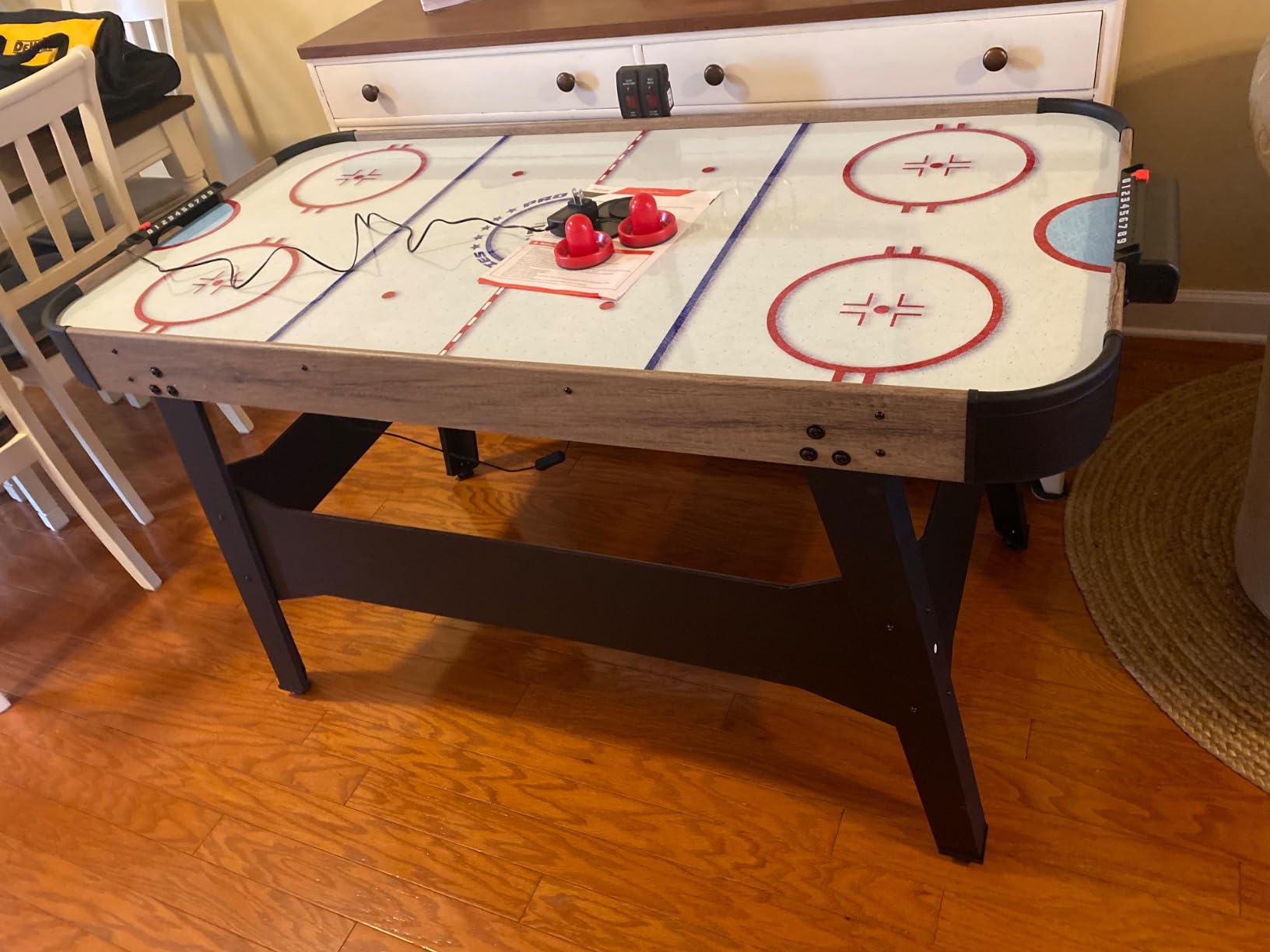 GoSports 54 Inch Air Hockey Arcade Table for Kids & Adults - Oak or Black - Includes 2 Pushers, 3 Pucks, AC Motor, and LED Scoreboard customer photo 1