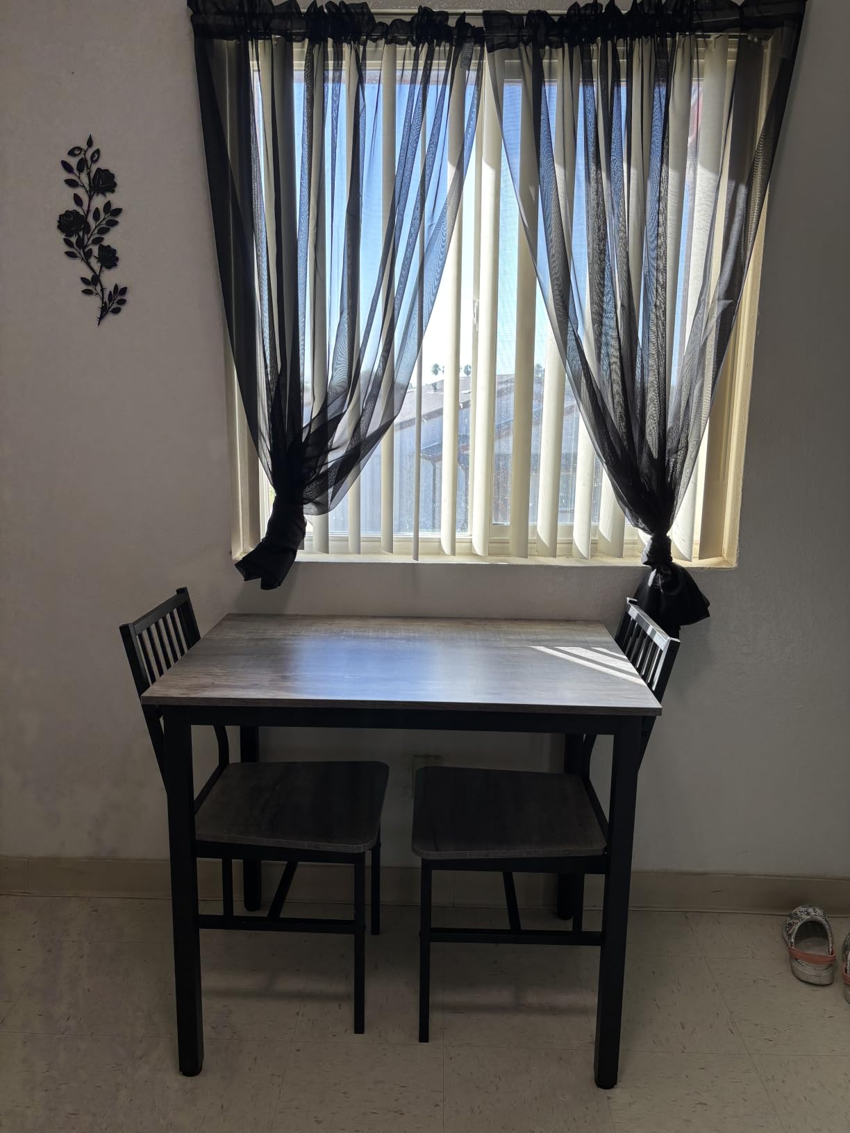 AWQM 3 Piece Dining Table Set for 2, Small Kitchen Table Set for 2 with Chairs, Wood Breakfast Nook Table and Chairs Set of 2, Dinette Set for Small Space, Dining Room, Apartment, Brown customer photo 1