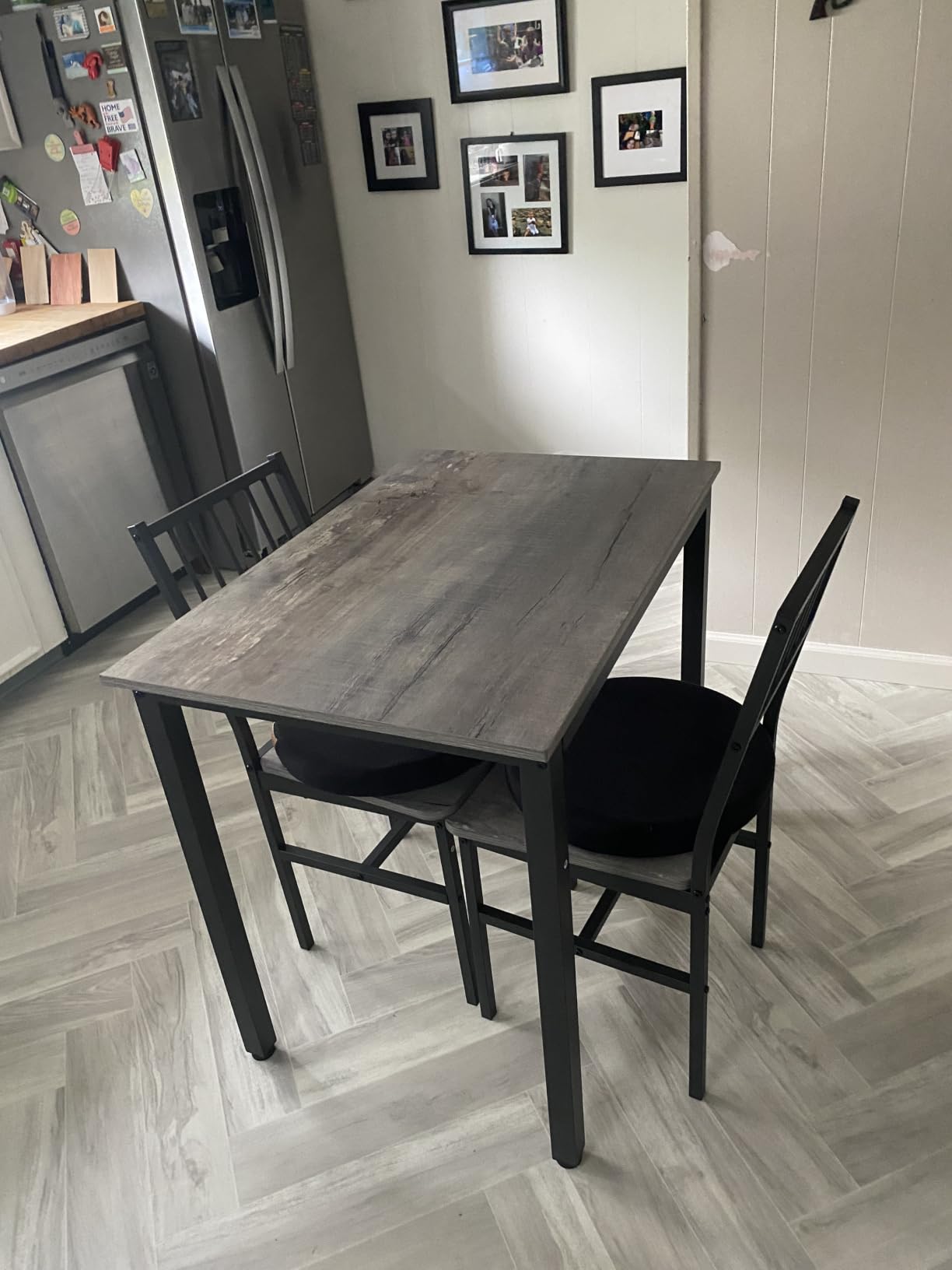 AWQM 3 Piece Dining Table Set for 2, Small Kitchen Table Set for 2 with Chairs, Wood Breakfast Nook Table and Chairs Set of 2, Dinette Set for Small Space, Dining Room, Apartment, Brown customer photo 2