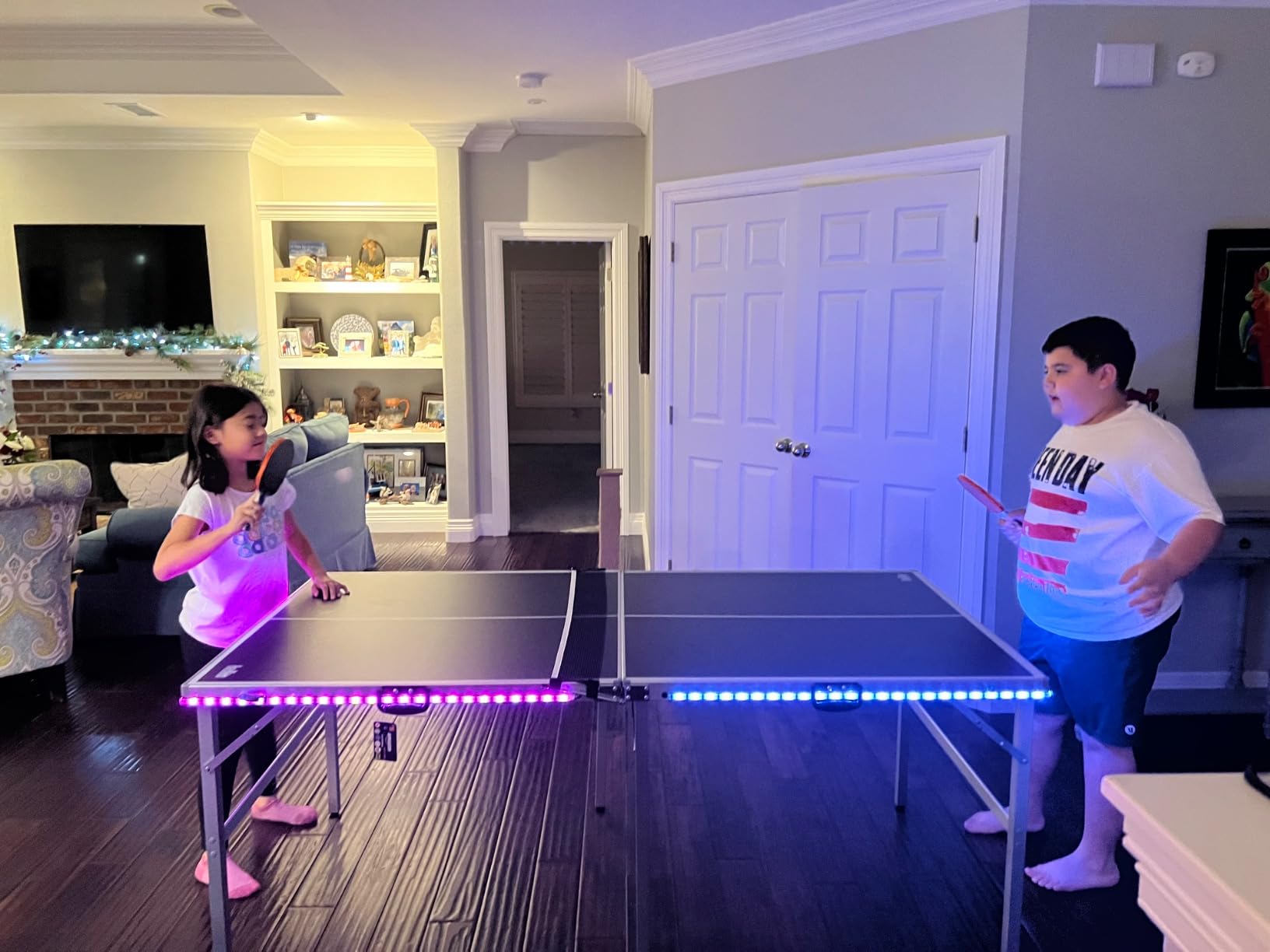 PartyLife 6 ft x 3 ft Ping Pong Table Tennis Table | Mid-Size Portable Folding Indoor Outdoor Foldable Ping Pong Table Tennis Table w/Optional LED Lights (Not a Full Size Table) customer photo 1