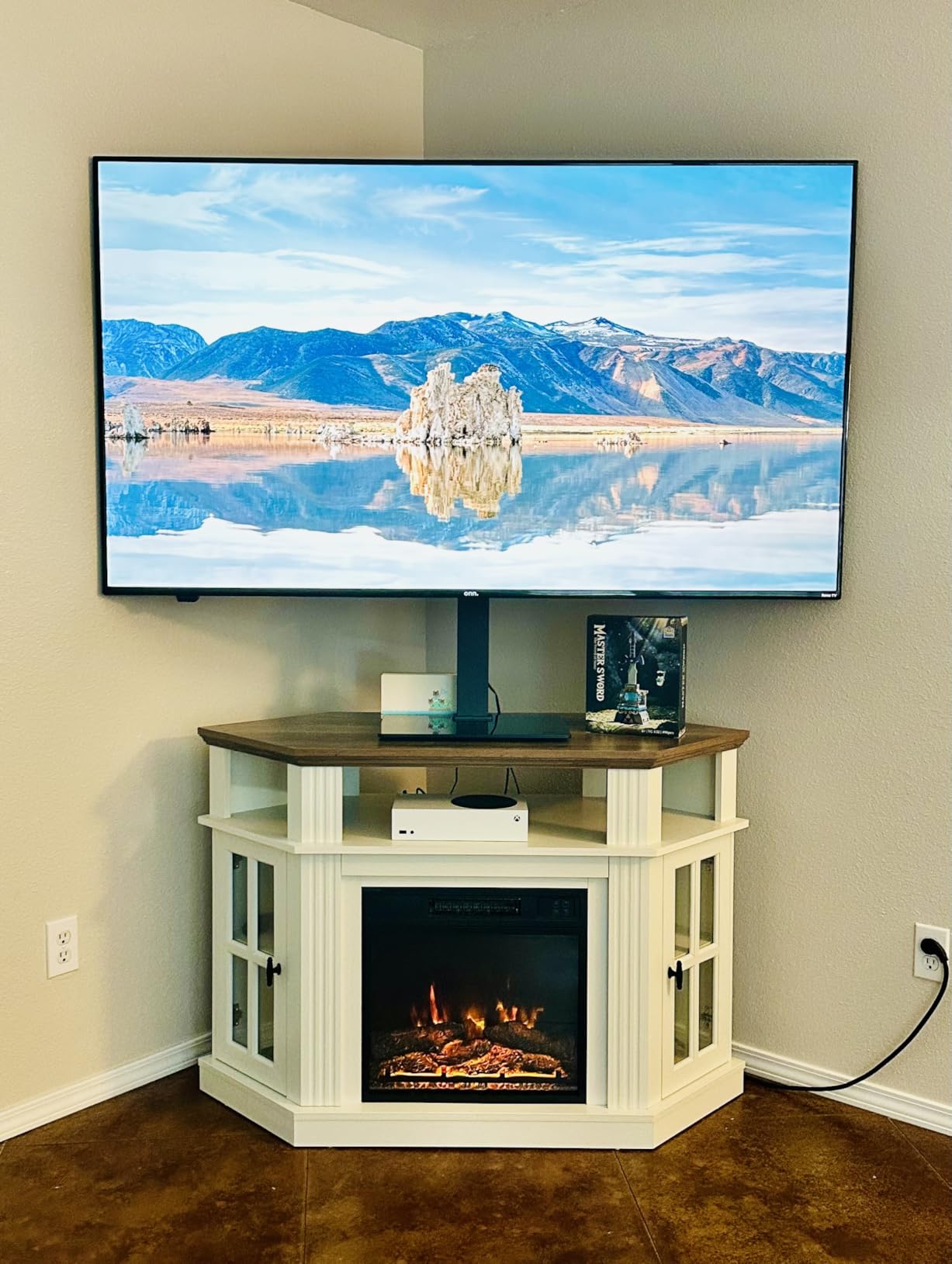 Flamaker Fireplace Corner TV Stand for TVs up to 55 Inch, Entertainment Center with 18