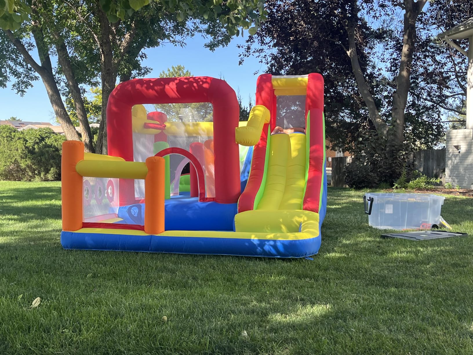 Hongcoral Bounce House, Inflatable Bounce Castle with Blower for Kids, Blow Up Jumping Bouncer with Slide, Climbing Wall, Obstacles, Trampoline, Ball Pit Pool for Indoor Outdoor customer photo 1