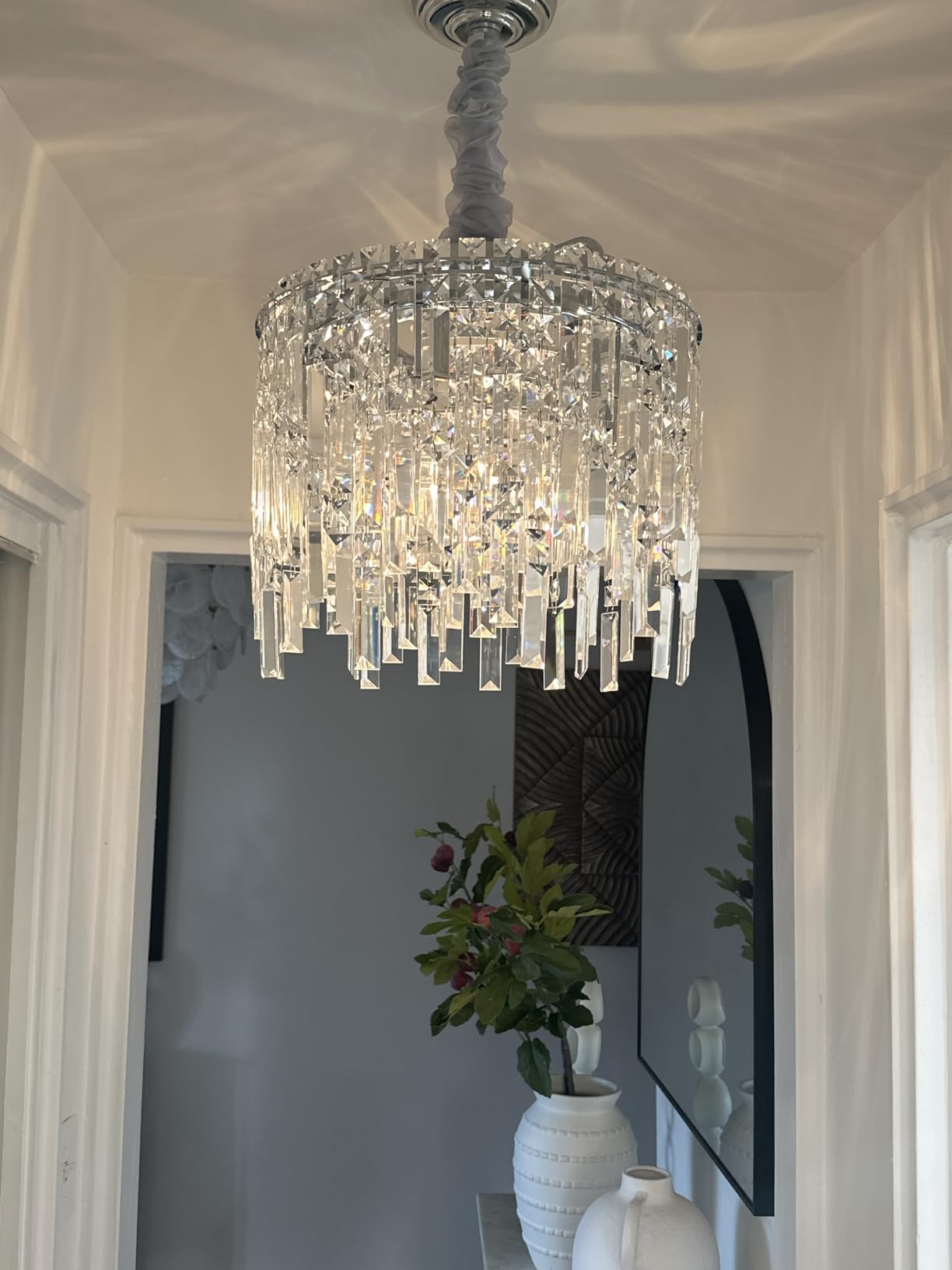 Chrome Crystal Chandelier Small Crystal Pendant Light Fixture 16