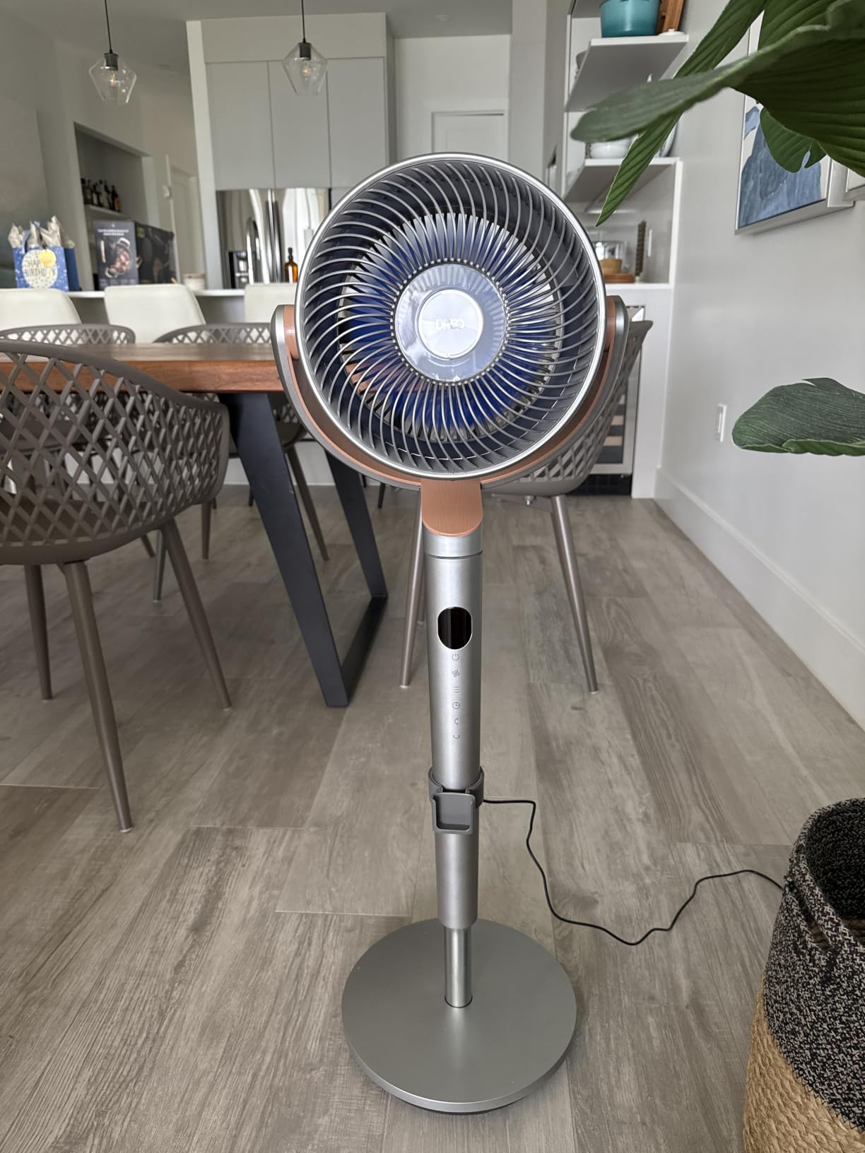 DREO Fan for Bedroom, 120°+120° Omni-directional Oscillating Fan, 90ft, DC Motor, 20 dB Quiet Standing Pedestal Fans, 8 Speeds, 3 Modes Circulator with Remote, 35-40