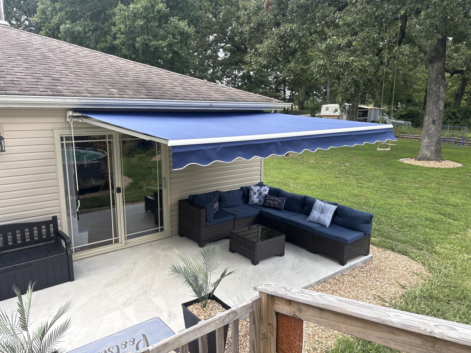 Awnings for Outside, 10' x 8' Retractable Awning for Patio, Grey, Sun Shade Manual Patio Awning, Outdoor Door Window Awning with Crank Handle for Deck, Porch, Home, Backyard, Balcony customer photo 1