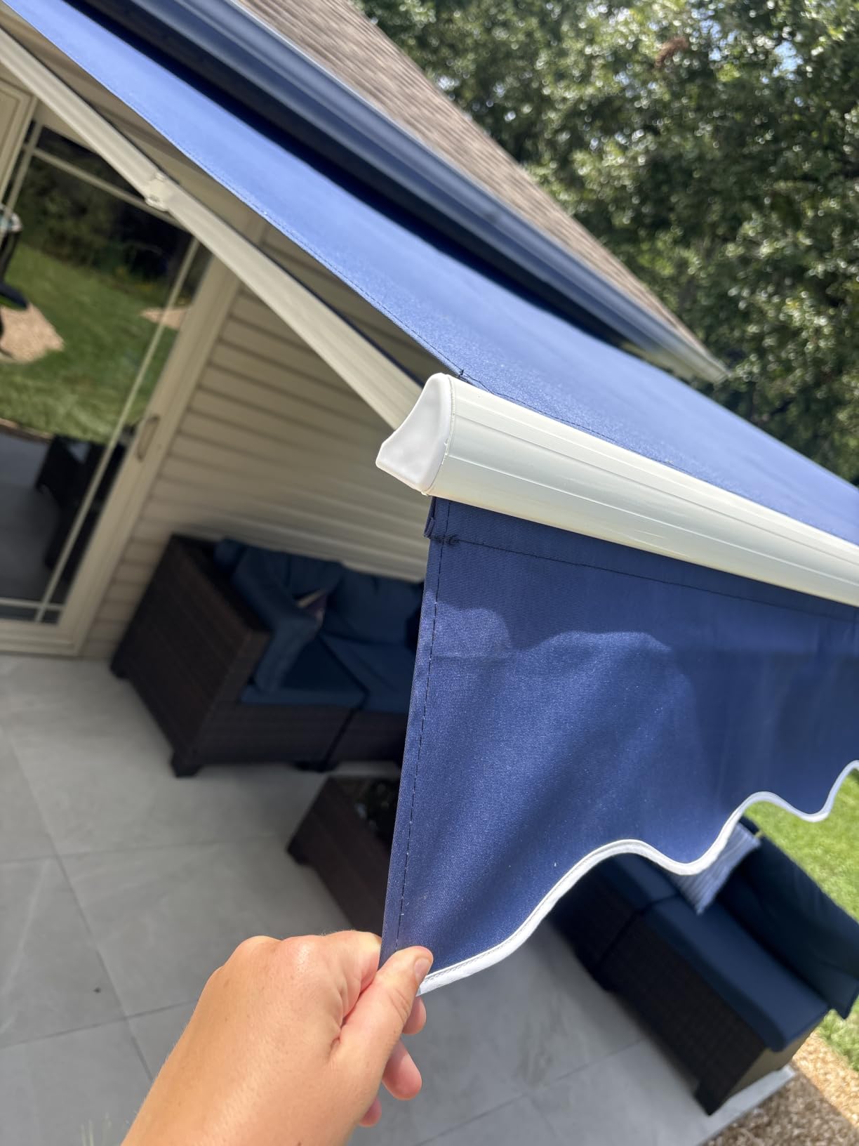 Awnings for Outside, 10' x 8' Retractable Awning for Patio, Grey, Sun Shade Manual Patio Awning, Outdoor Door Window Awning with Crank Handle for Deck, Porch, Home, Backyard, Balcony customer photo 2