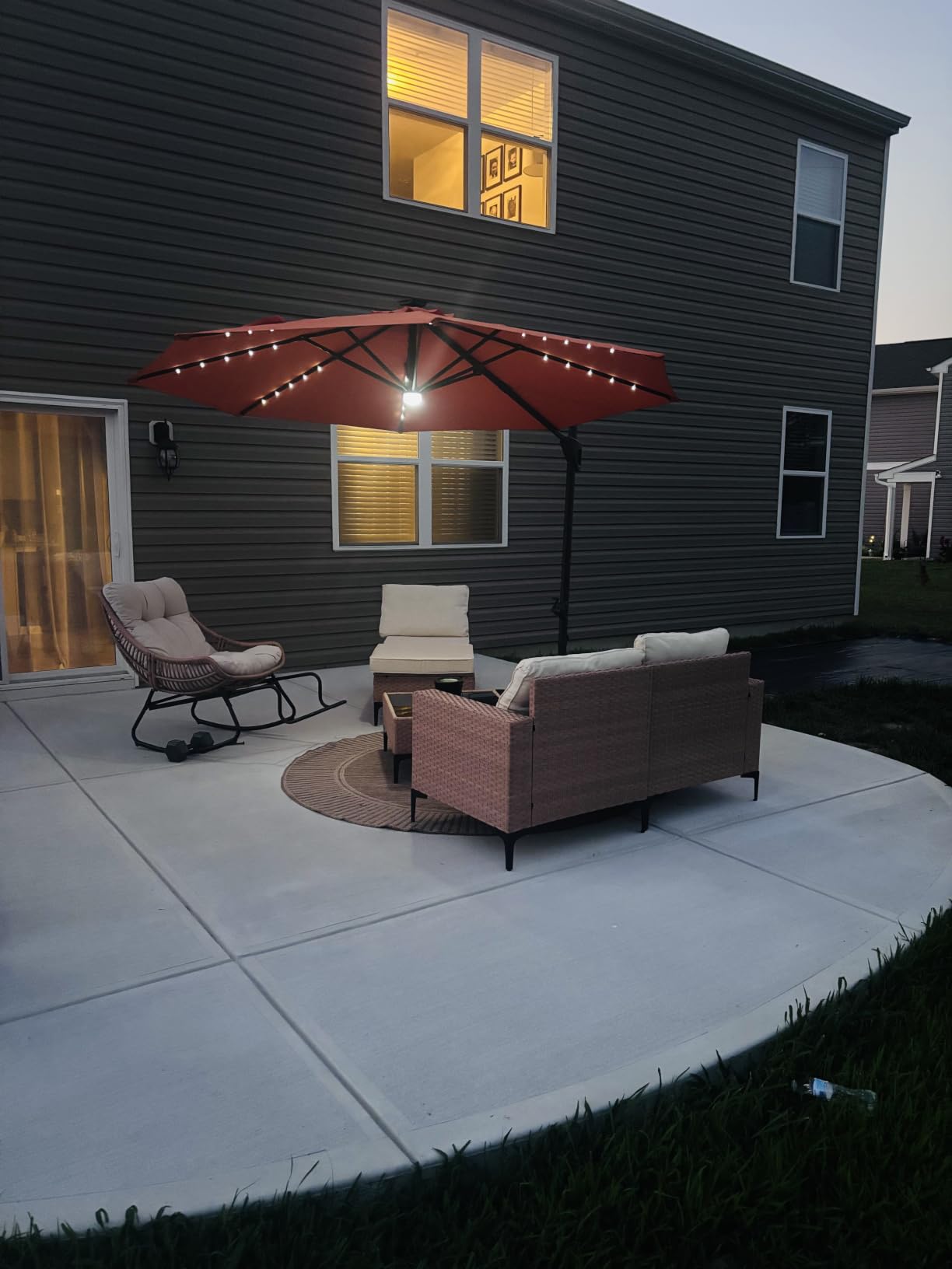 Best Choice Products 10ft Solar LED Cantilever Patio Umbrella, 360-Degree Rotation Hanging Offset Market Outdoor Sun Shade for Backyard, Deck, Poolside w/Lights, Easy Tilt, Cross Base - Ivory customer photo 2