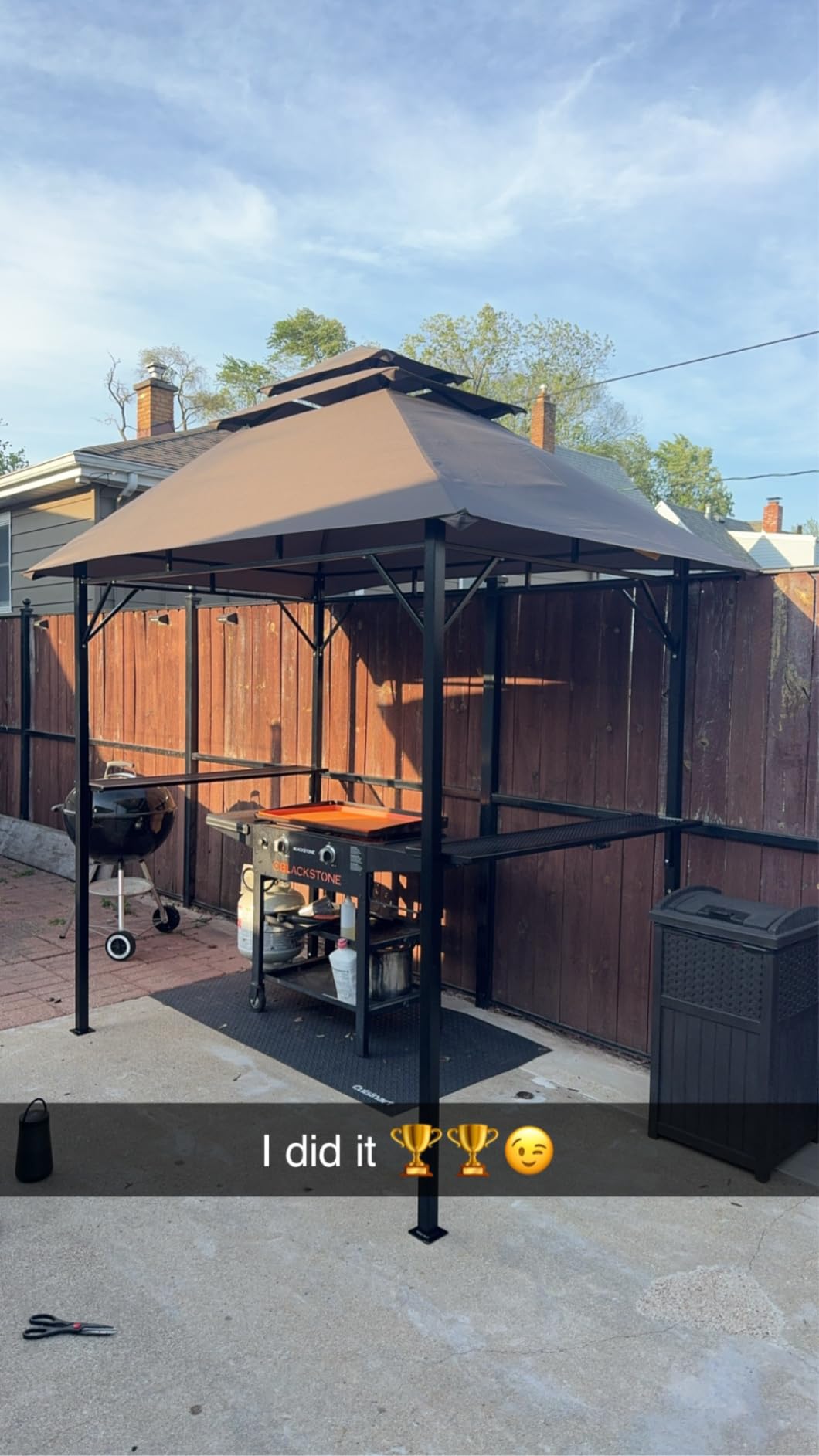Yaheetech 8x5' Grill Gazebo, 3-Tier Outdoor BBQ Gazebo with Height-Adjustable Shelves & 10 S-Shaped Hooks & Built-in Bottle Opener, Brown customer photo 2