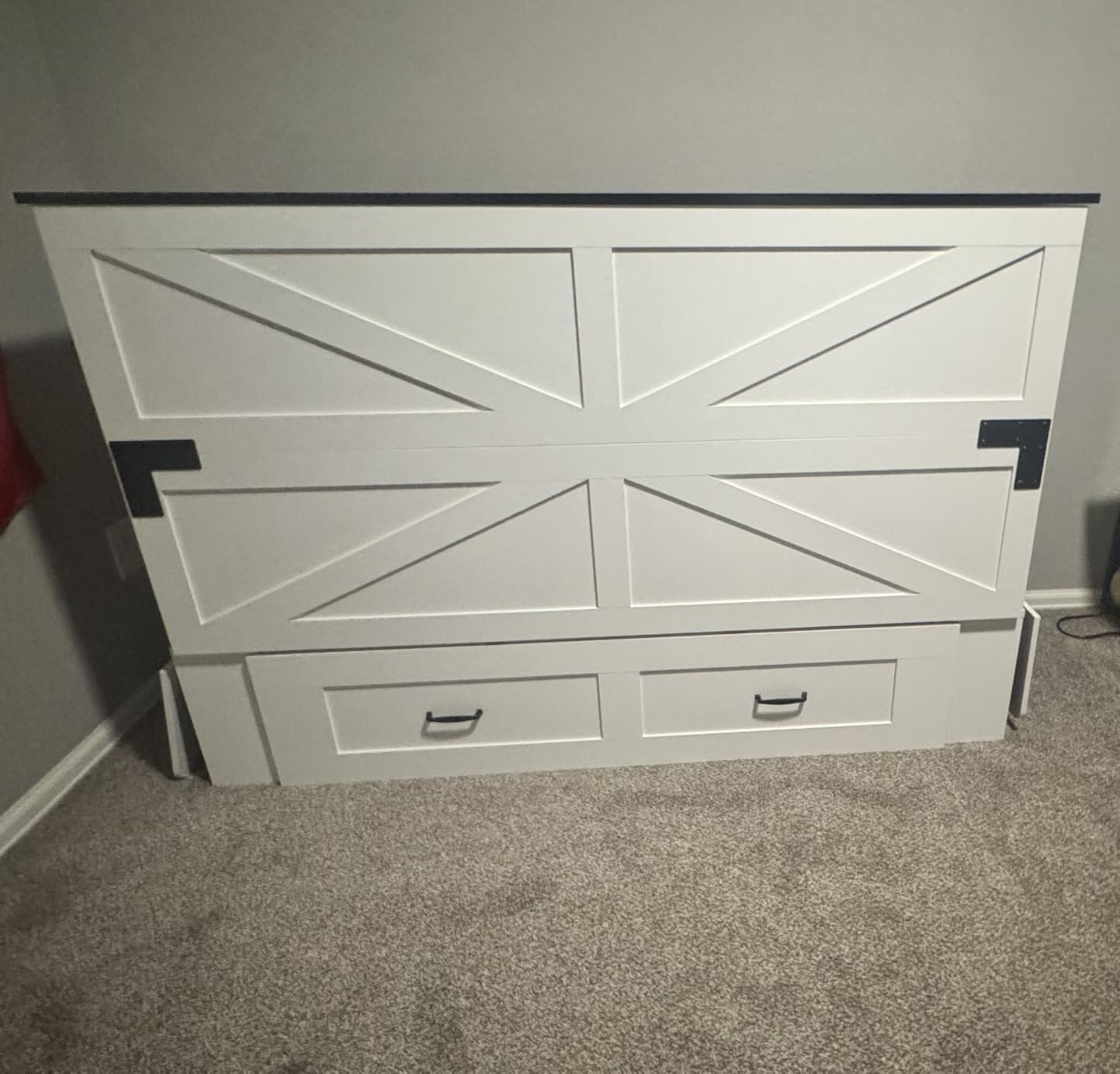 PAKASEPT Queen Murphy Bed - Murphy Cabinet Bed with Storage & Charging Station, Farmhouse Bed Frame with Foldable Panel and Hidden Space, for Living Room, Guest Bedroom customer photo 1