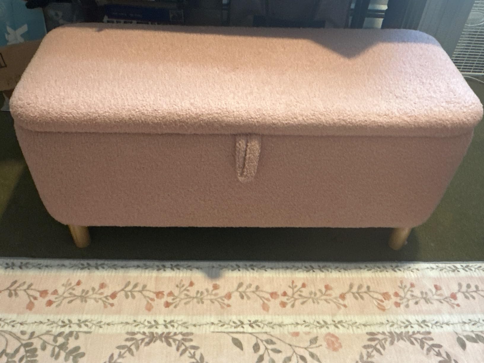 Boucle Storage Ottoman Bench for Bedroom End of Bed, Sherpa Upholstered Shoe Seat Storage Bench for Entryway Bed Foot, Rectangle Cushion Padded Blanket Chest Cute for Living Room, White customer photo 2