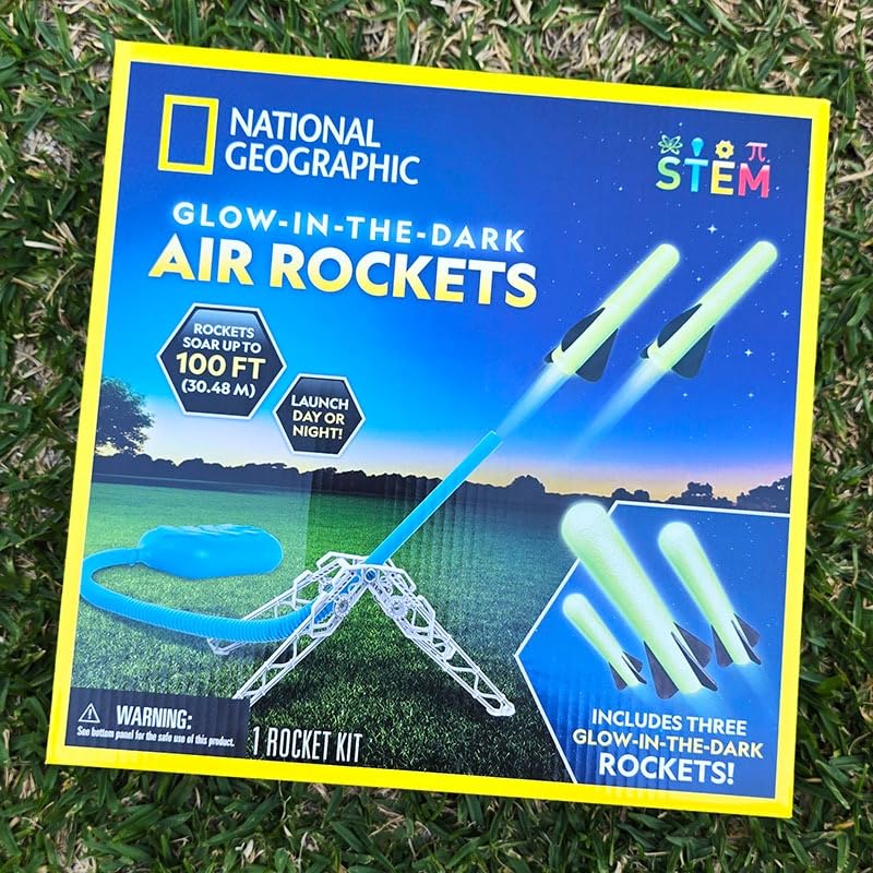 National Geographic Glow in the Dark Air Rocket Launcher Toy for Kids 8-12 | Glow-in-the-Dark Foam Rockets, Launches Up to 100 Feet, Adjustable Base, Outdoor STEM Activity, Backyard Play, Birthday Gift customer photo 2